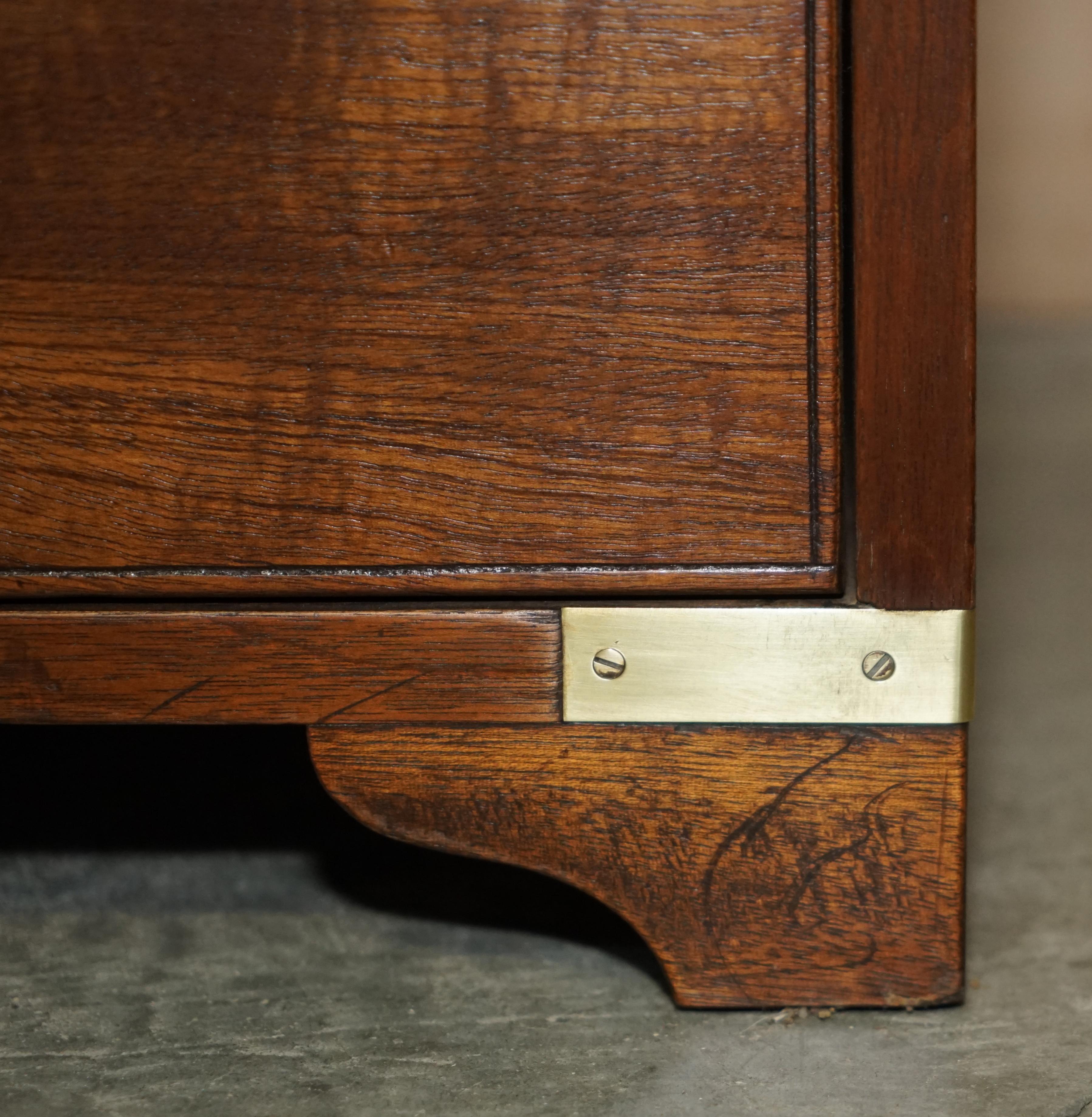 Pair of Harrods London Kennedy Military Campaign Bedside Side End Table Drawers 2