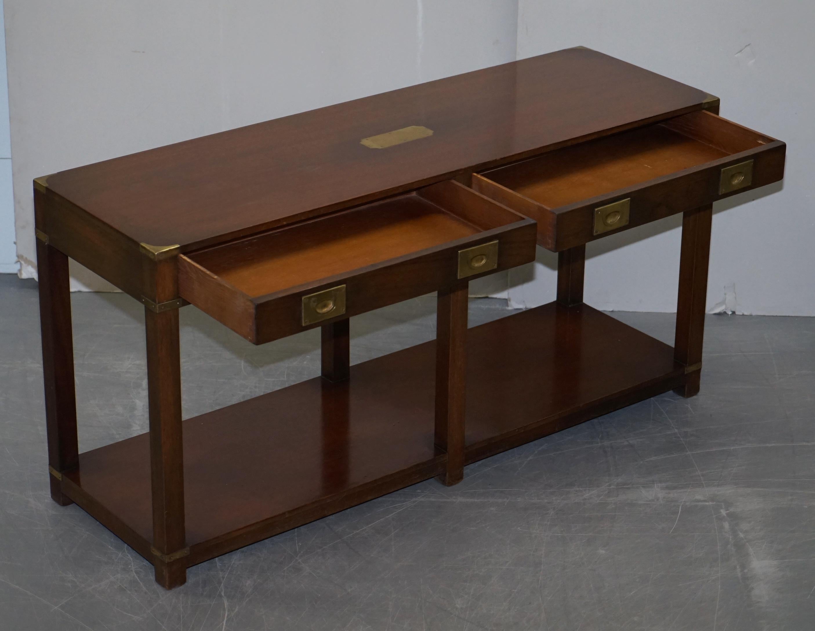 Pair of Harrods London Kennedy Military Campaign Console Tables with Drawers 5