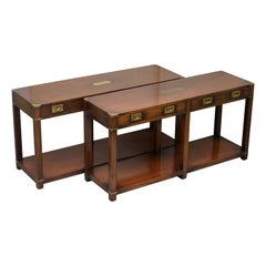 Pair of Harrods London Kennedy Military Campaign Console Tables with Drawers