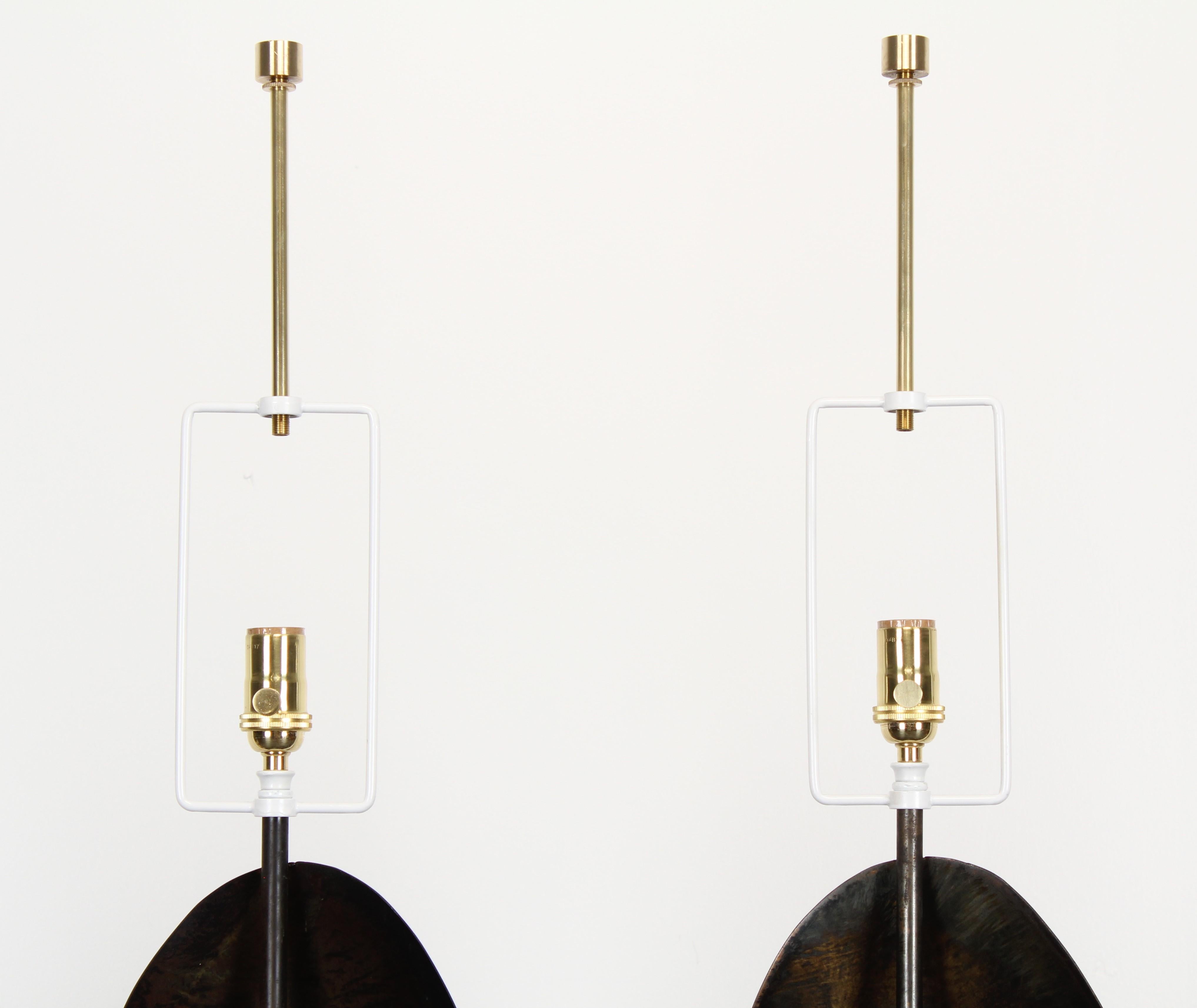 Steel Pair of Harry Balmer Lamps for Laurel Lamp Company, 1960s