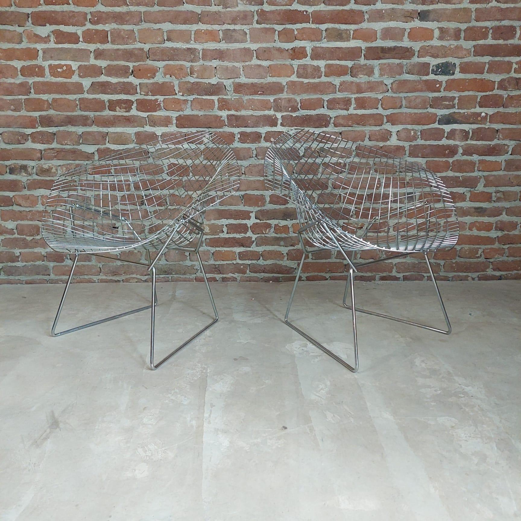 Paar Harry Bertoia-Diamantstühle für Knoll International, 1970er Jahre (Ende des 20. Jahrhunderts) im Angebot
