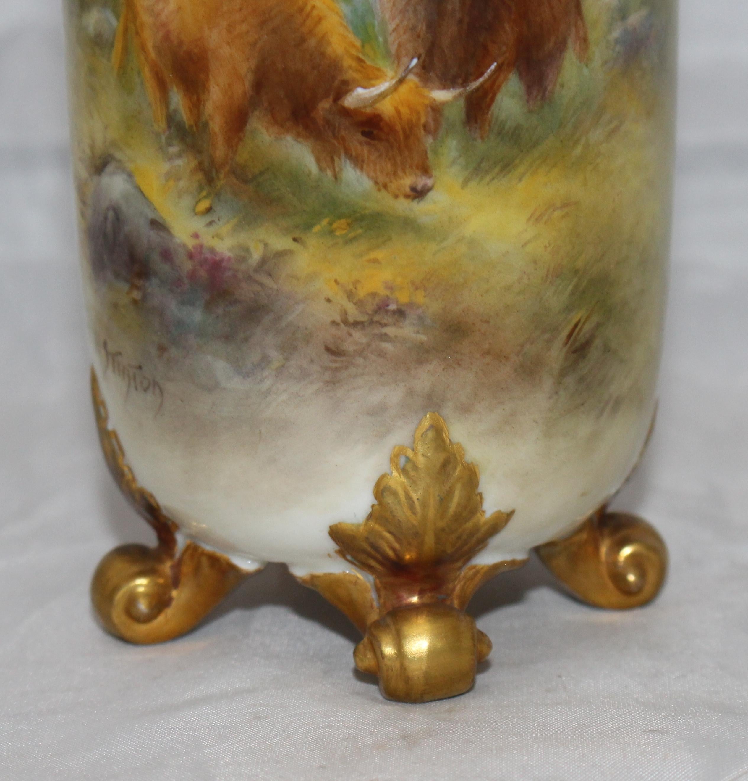 Pair of Harry Stinton Painted Cattle Vases by Royal Worcester, 1937 9