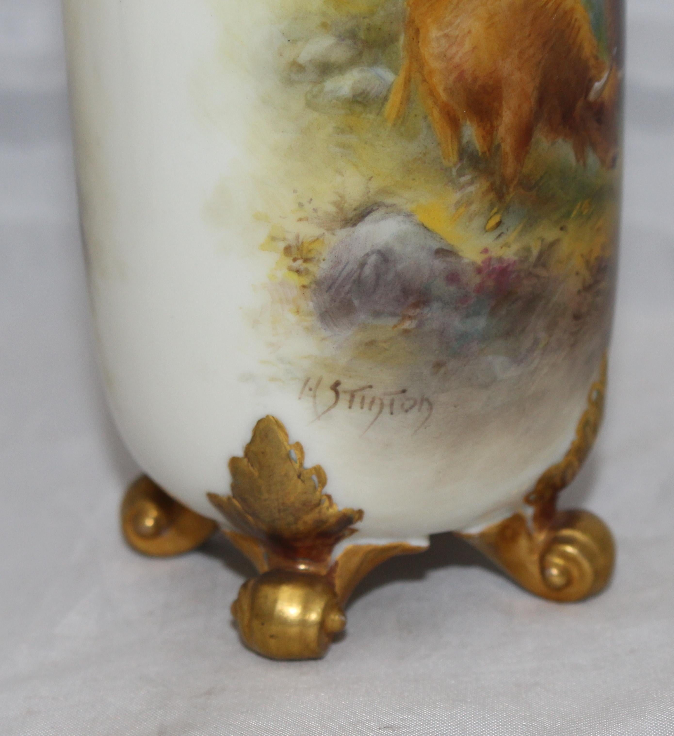Pair of Harry Stinton Painted Cattle Vases by Royal Worcester, 1937 10