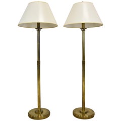 Pair of Hart Associates Brass Adjustable Single Socket Floor Lamps