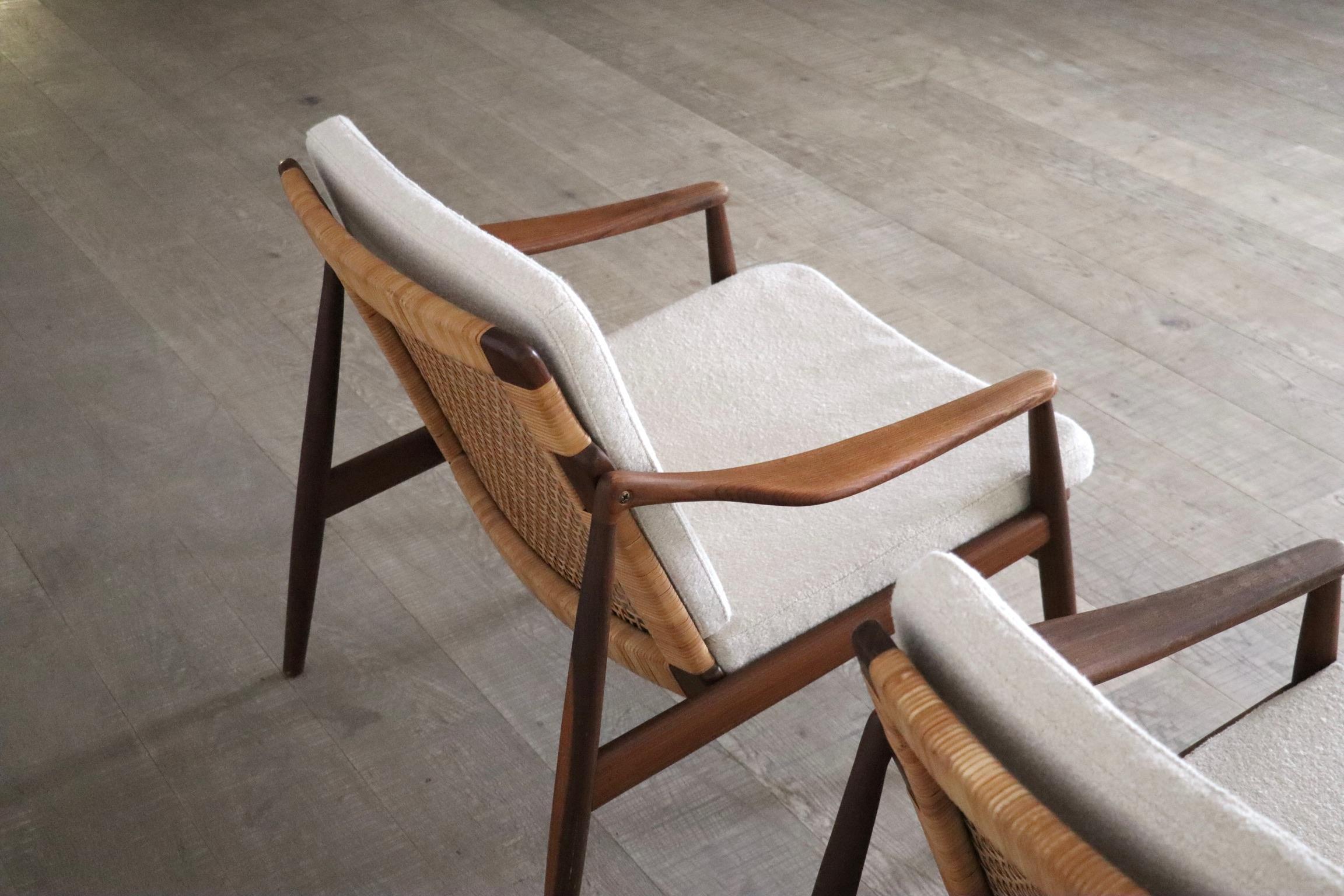 Ein Paar Hartmut Lohmeyer Modell 400 Lounge Chairs für Wilkhahn, 1959 (Bouclé) im Angebot