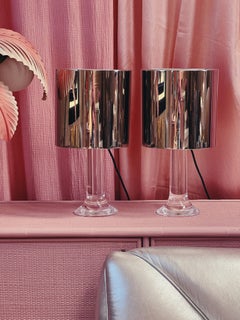 Pair of Harvey Guzzini table lamps Lucite and steel 1970s