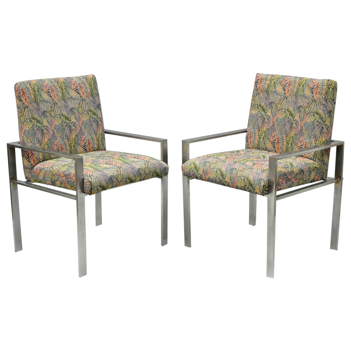 Paire de fauteuils de salon en aluminium attribués à Harvey Probber, style mi-siècle moderne en vente
