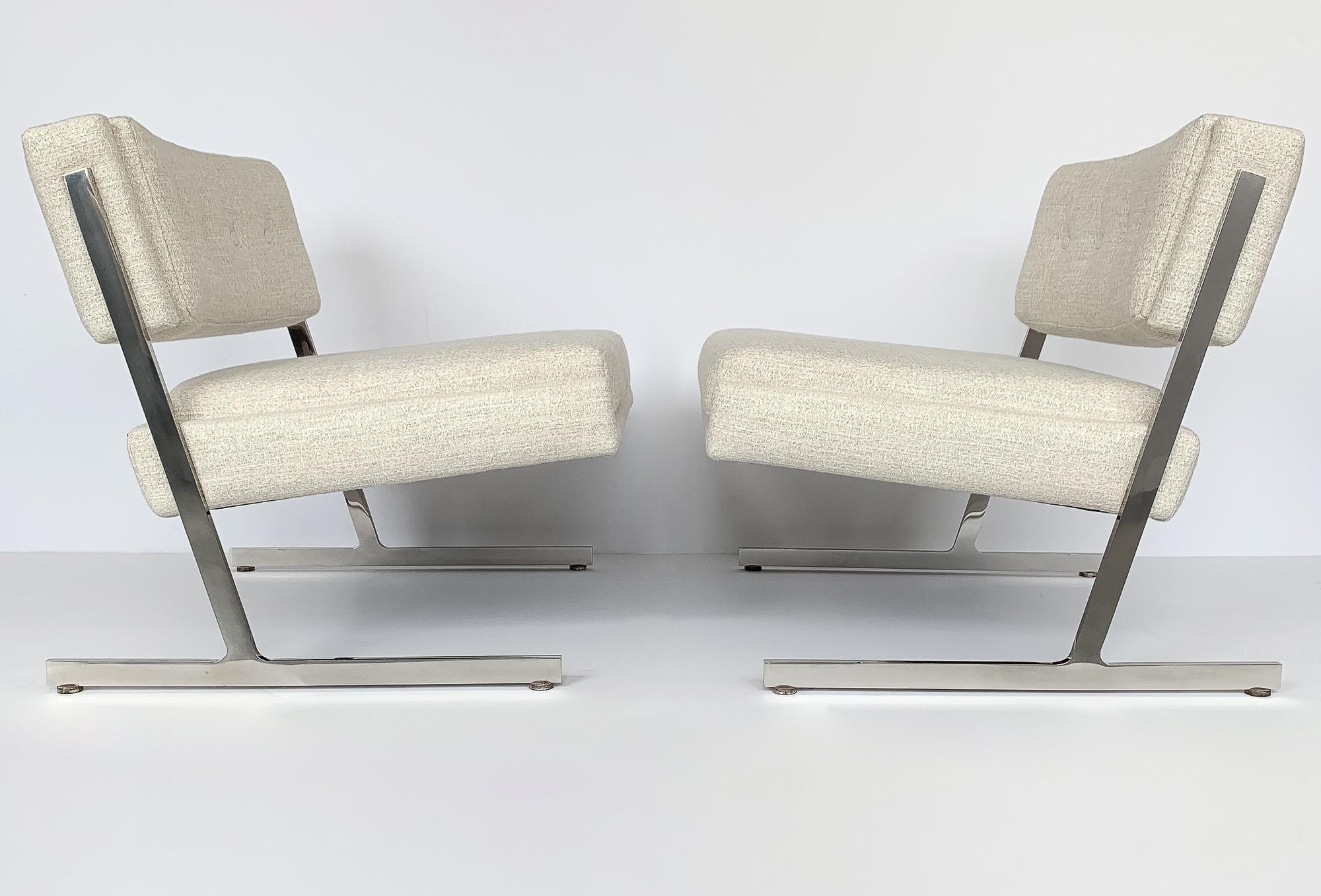 Polished Pair of Harvey Probber Cantilever Slipper Lounge Chairs