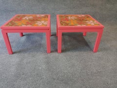 Pair of Harvey Probber Enameled Copper Flower Motif Side Tables