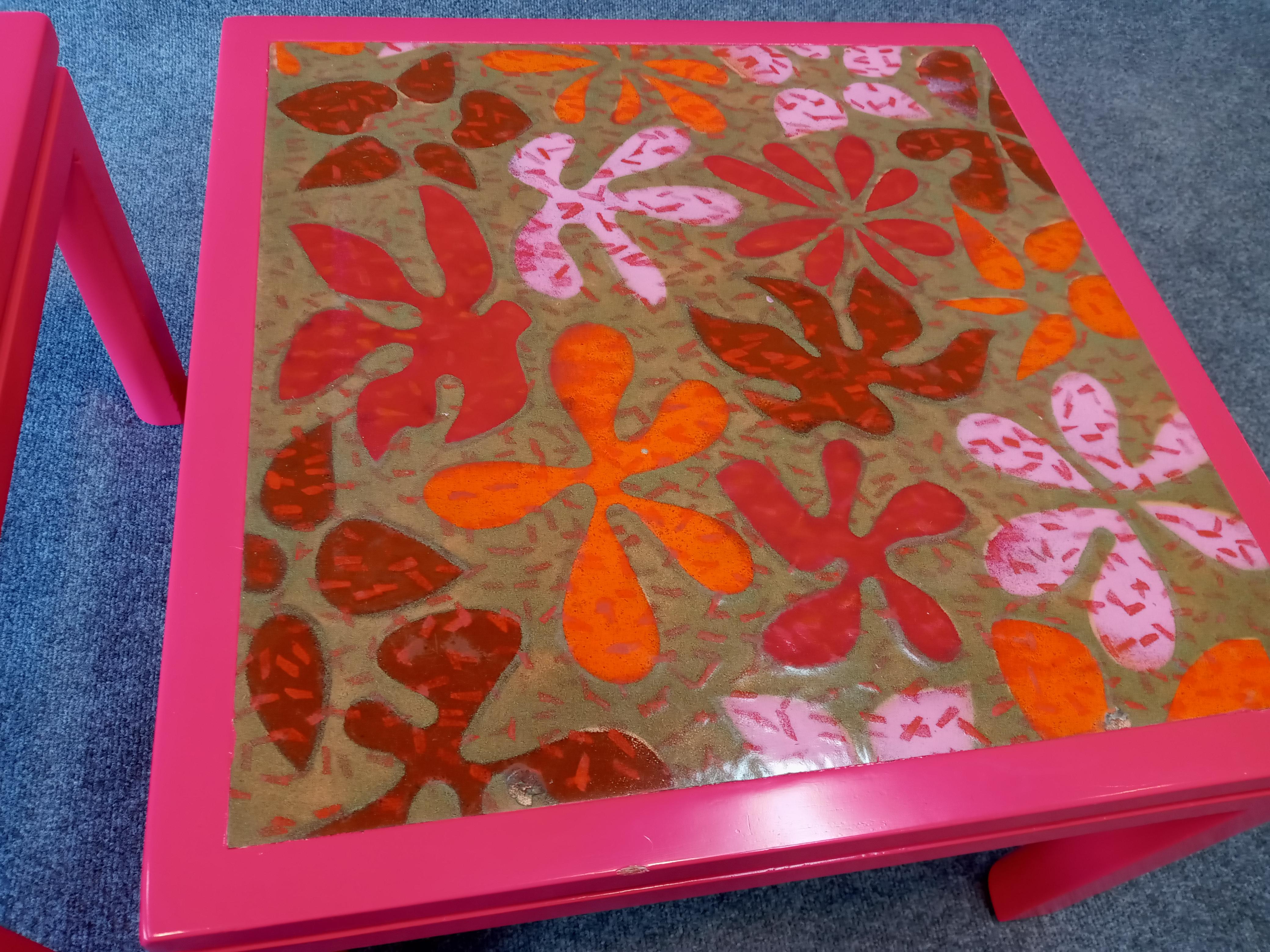 Pair of Harvey Probber Enameled Copper Flower Motif Side Tables For Sale 3