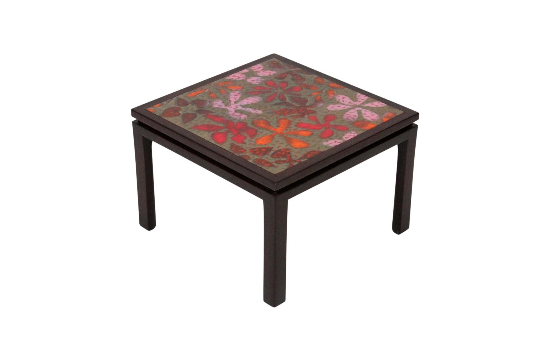 Enamel Pair of Harvey Probber Flower Side Tables