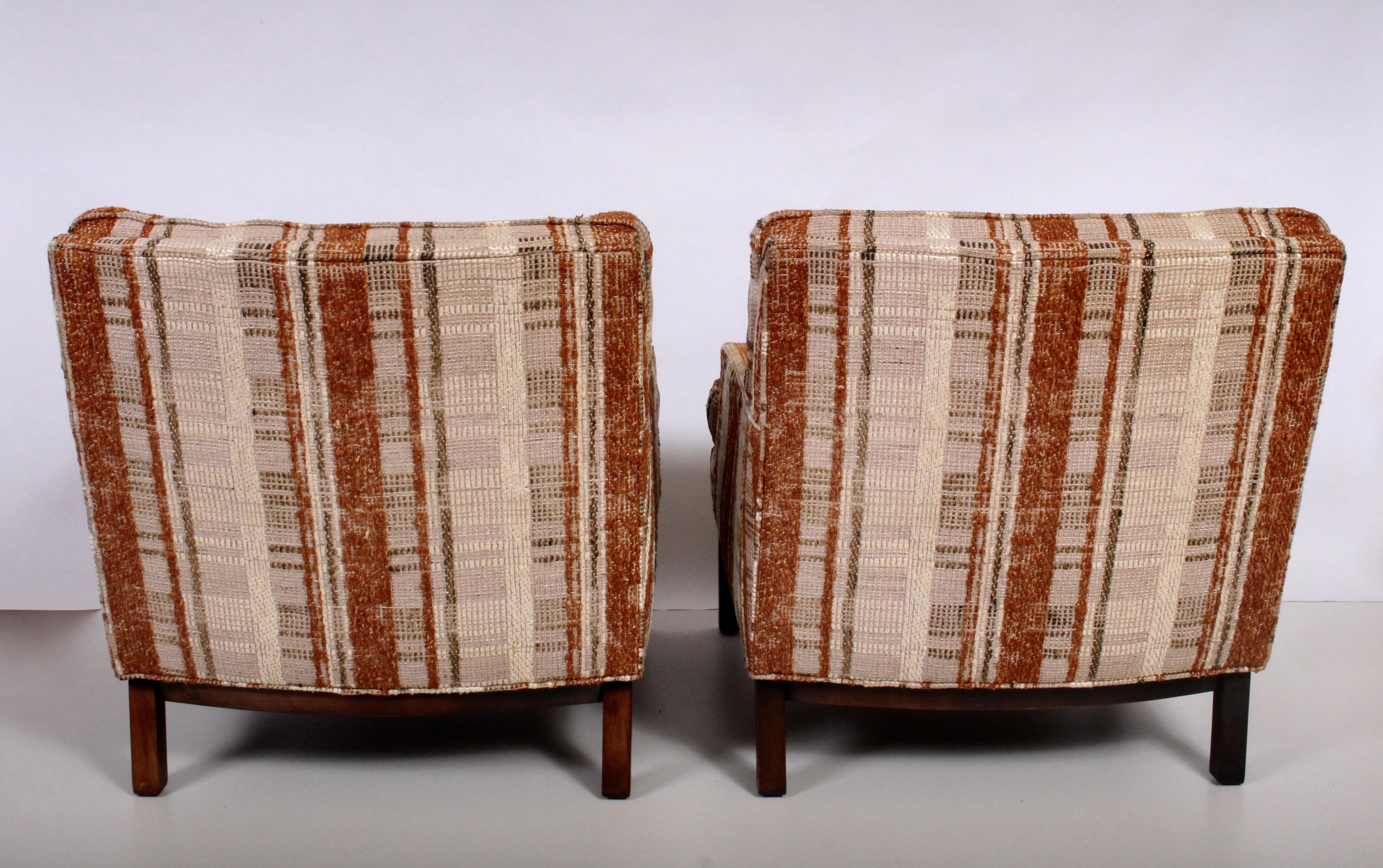 American Pair of Harvey Probber for Directional Custom Club Chairs with Matching Ottoman