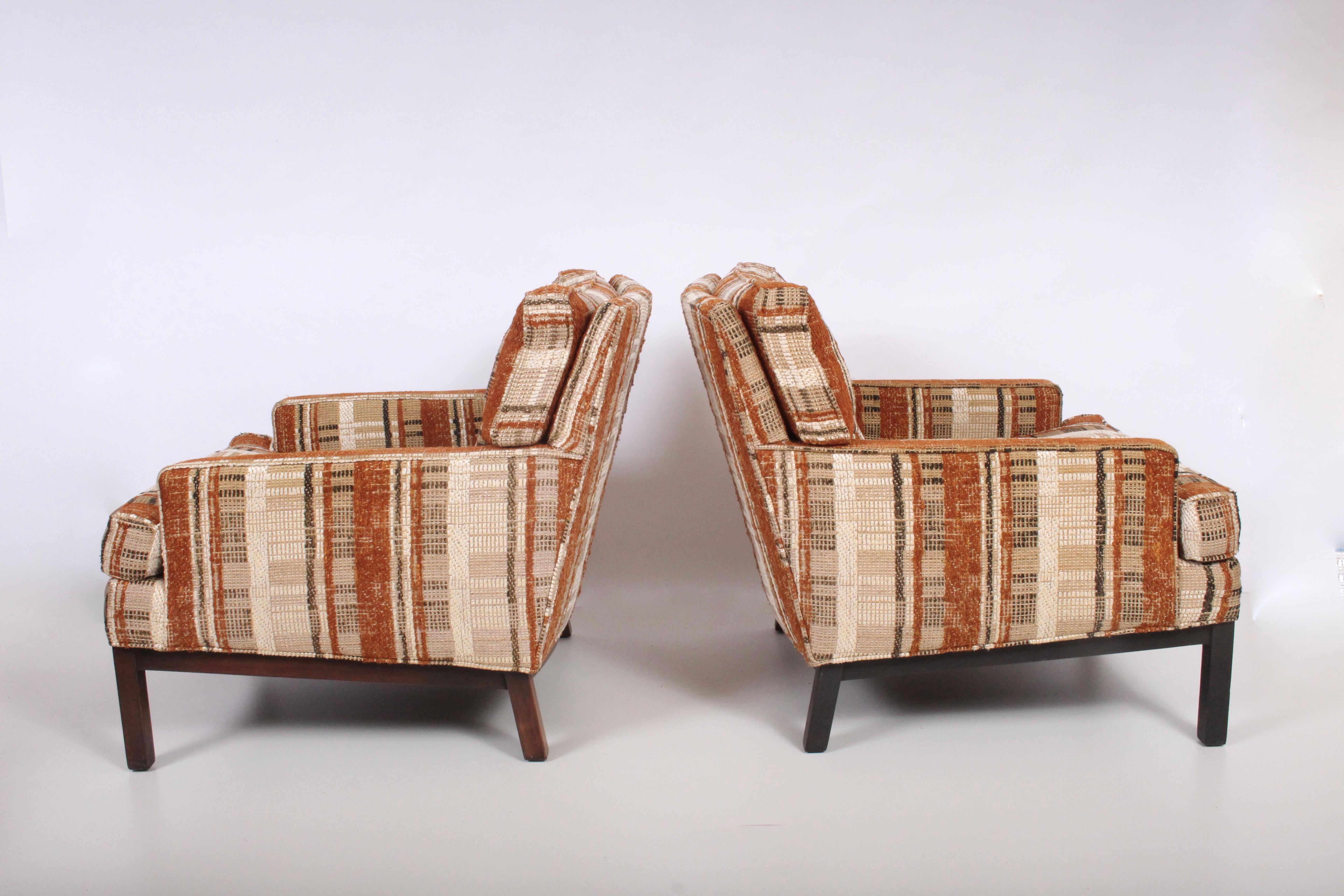 Pair of Harvey Probber for Directional Custom Club Chairs with Matching Ottoman 2