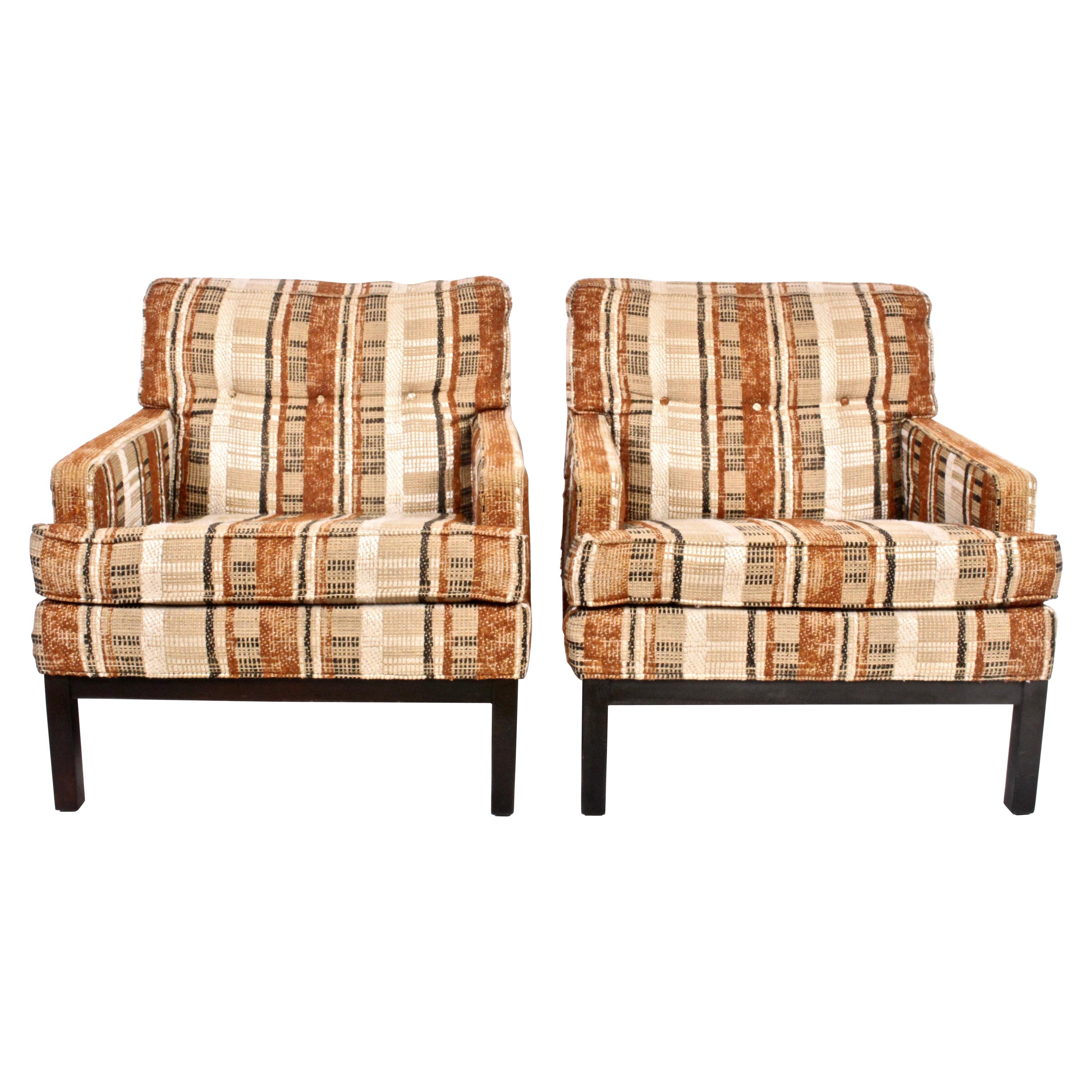 Pair of Harvey Probber for Directional Custom Club Chairs with Matching Ottoman