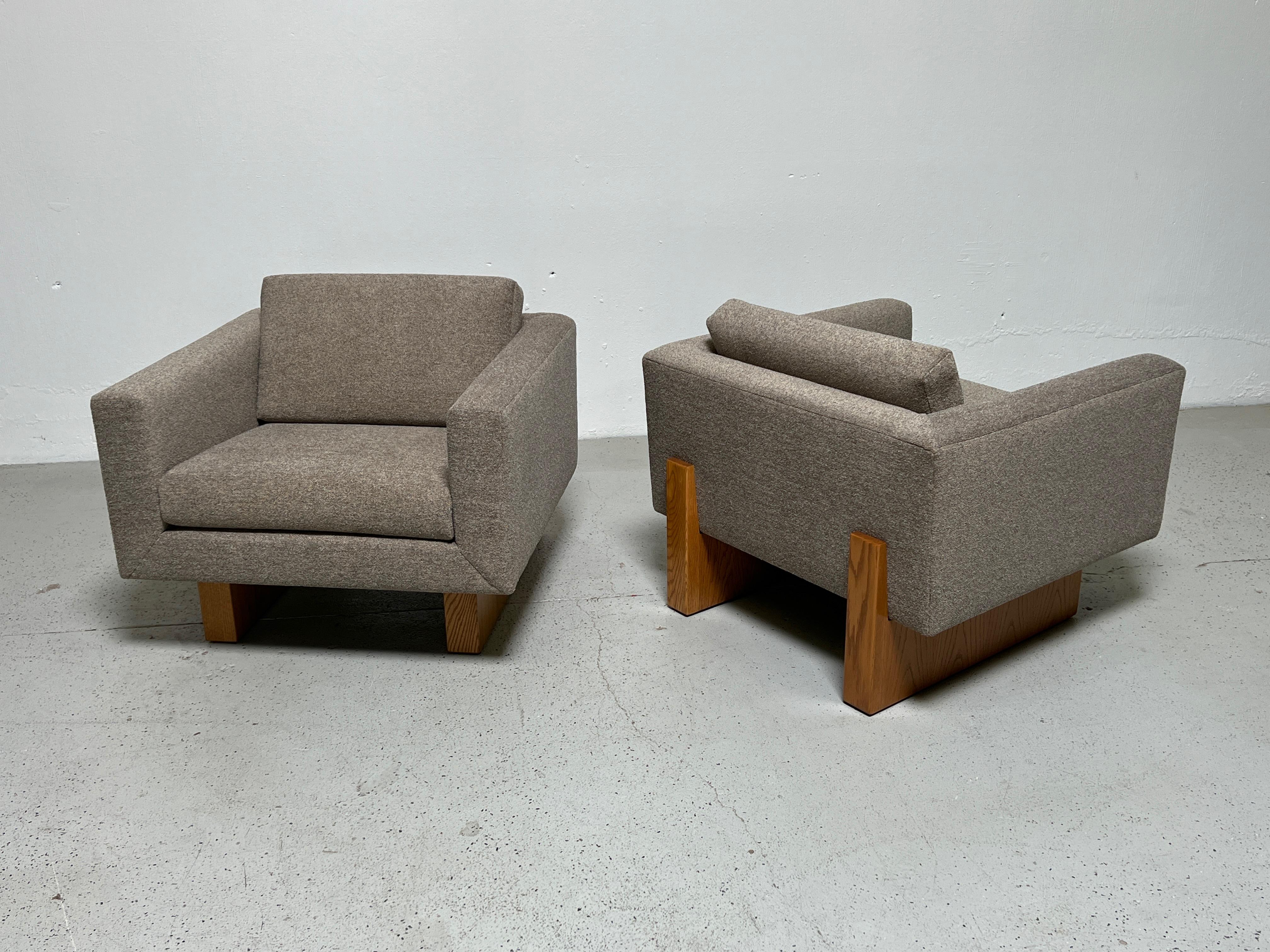 Oak Pair of Harvey Probber Lounge Chairs