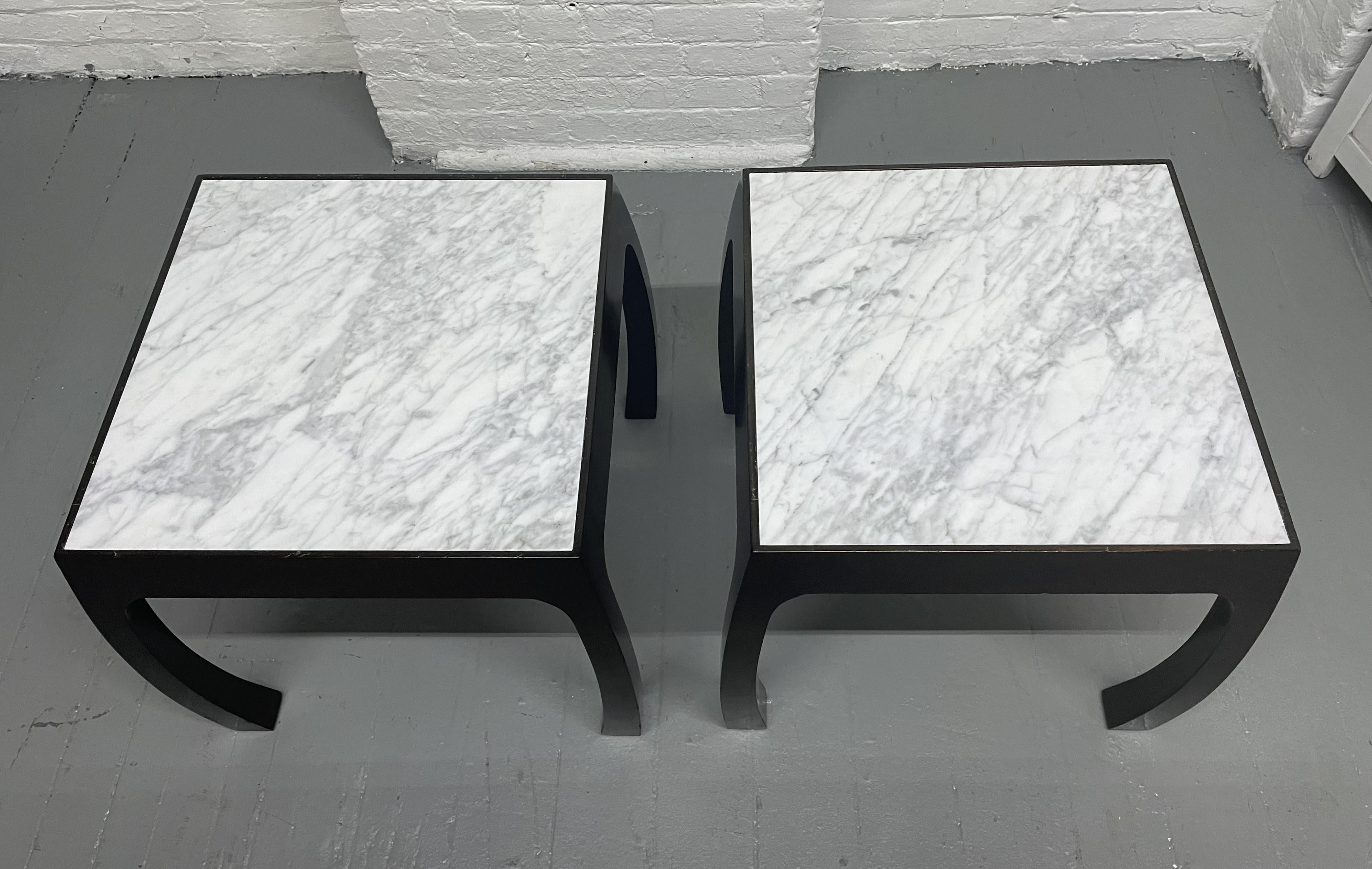 Mid-20th Century Pair of Harvey Probber Marble Top End Tables For Sale