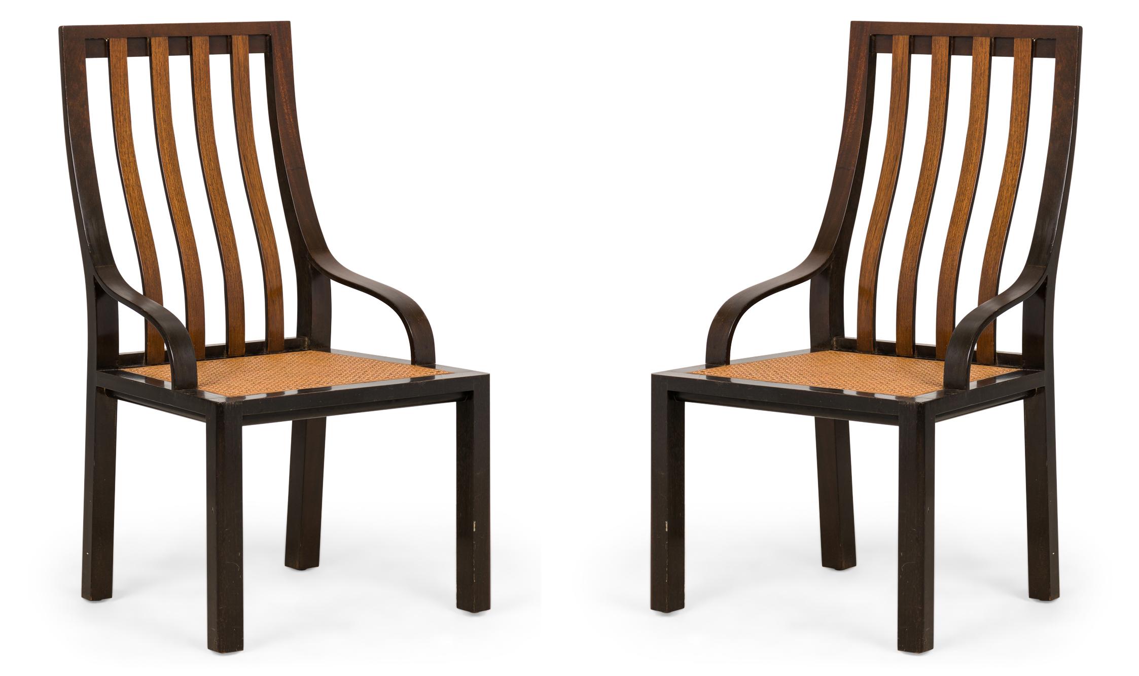 Pair of Harvey Probber Slat Back Wood and Caned Seat Side Chairs For Sale 5