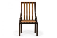 Pair of Harvey Probber Slat Back Wood and Caned Seat Side Chairs