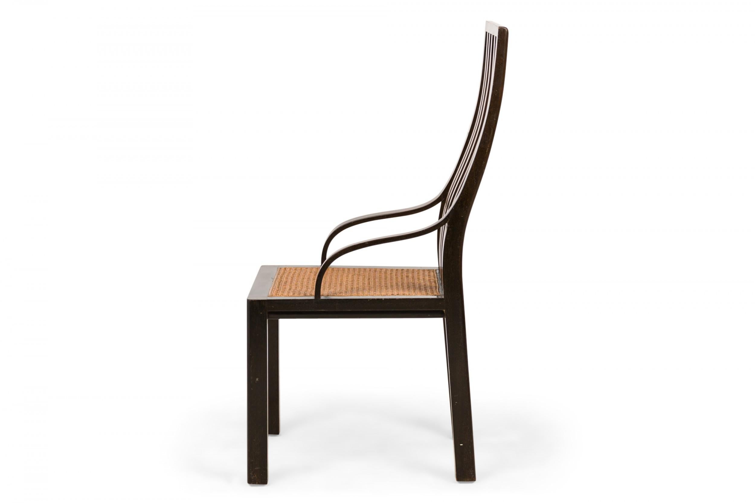Mid-Century Modern Harvey Probber paire de chaises d'appoint à dossier à lattes en bois et assise cannée en vente