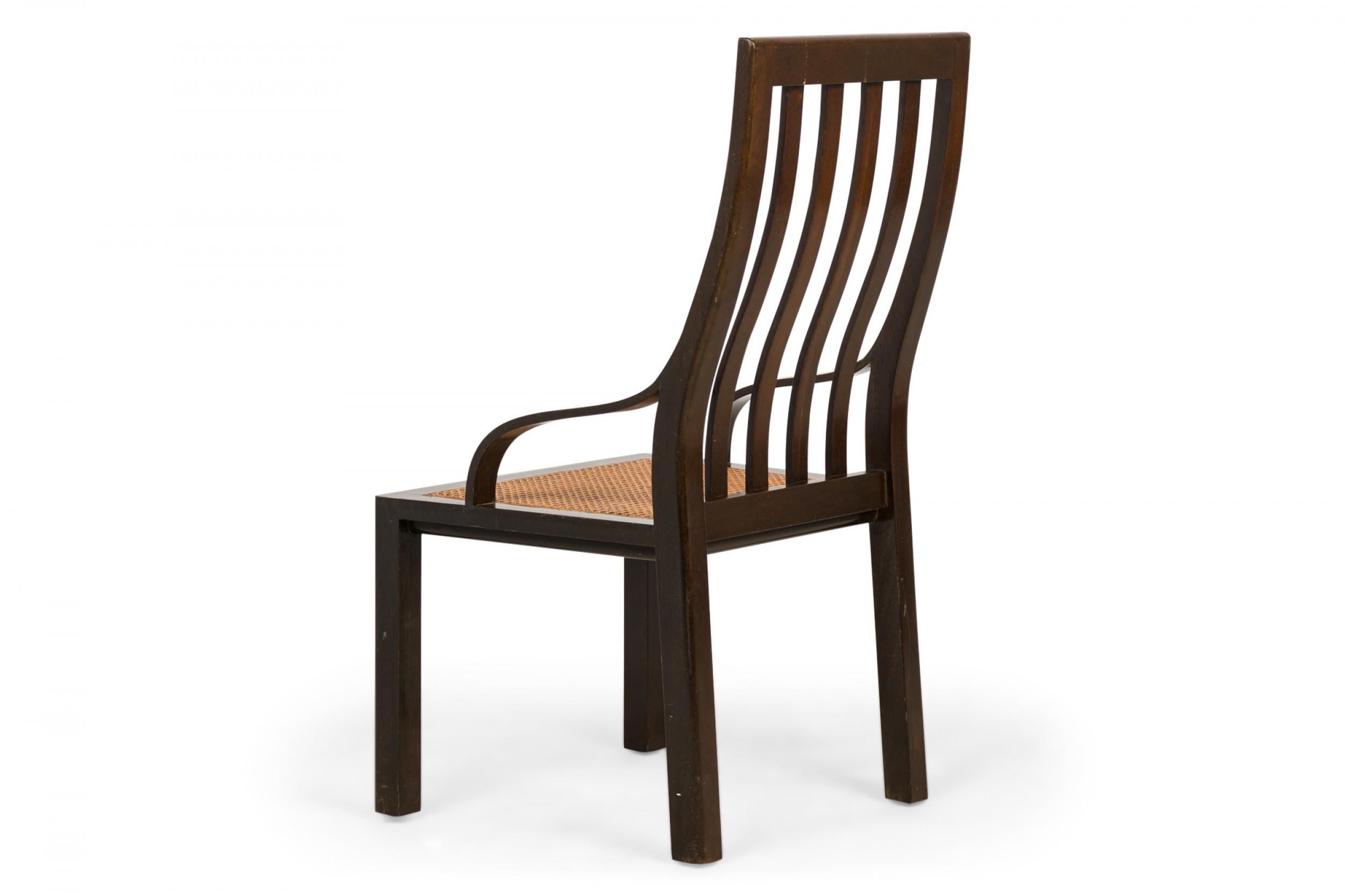 Américain Harvey Probber paire de chaises d'appoint à dossier à lattes en bois et assise cannée en vente