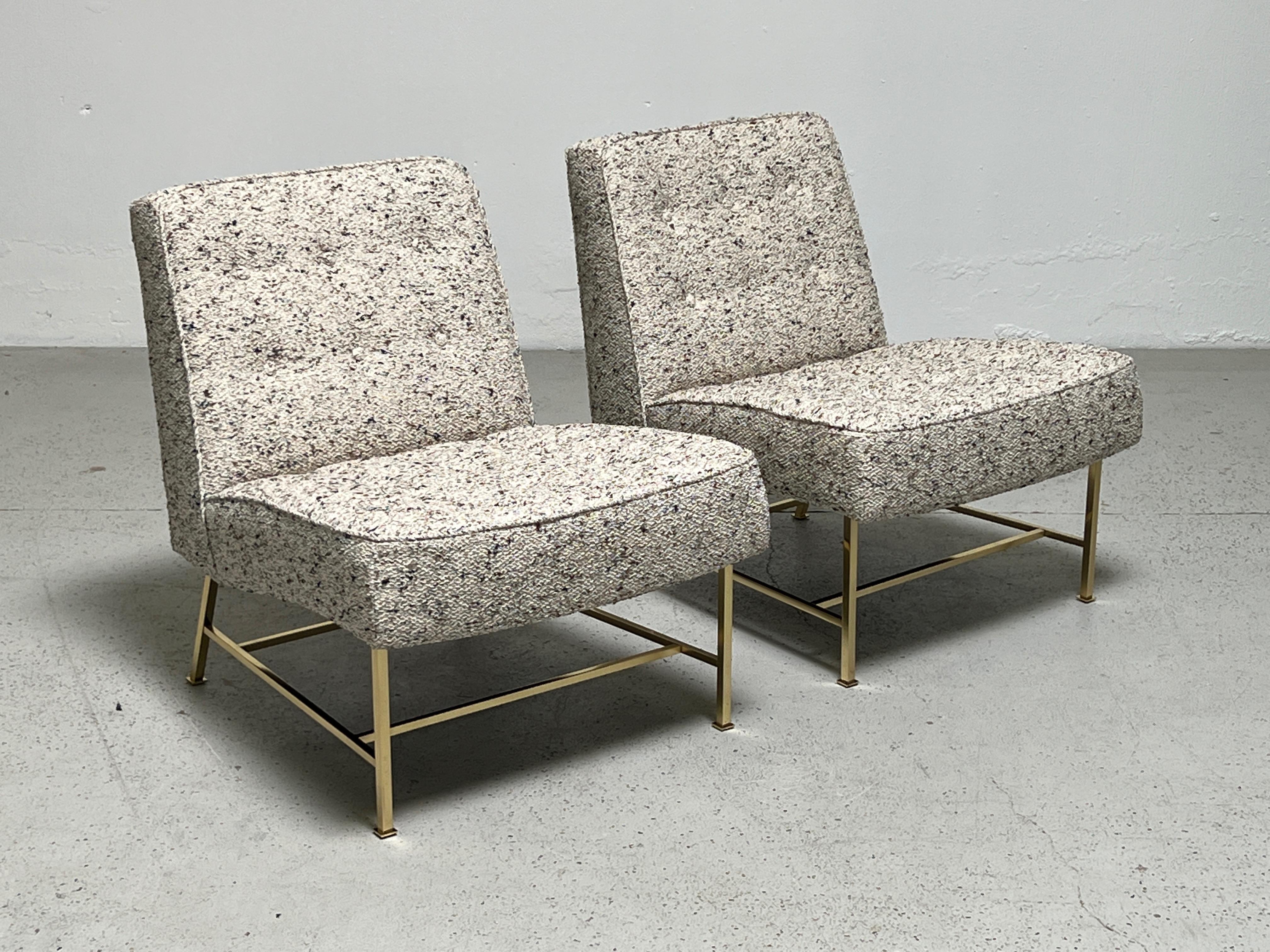 Pair of Harvey Probber Slipper Chairs on Brass Bases For Sale 7