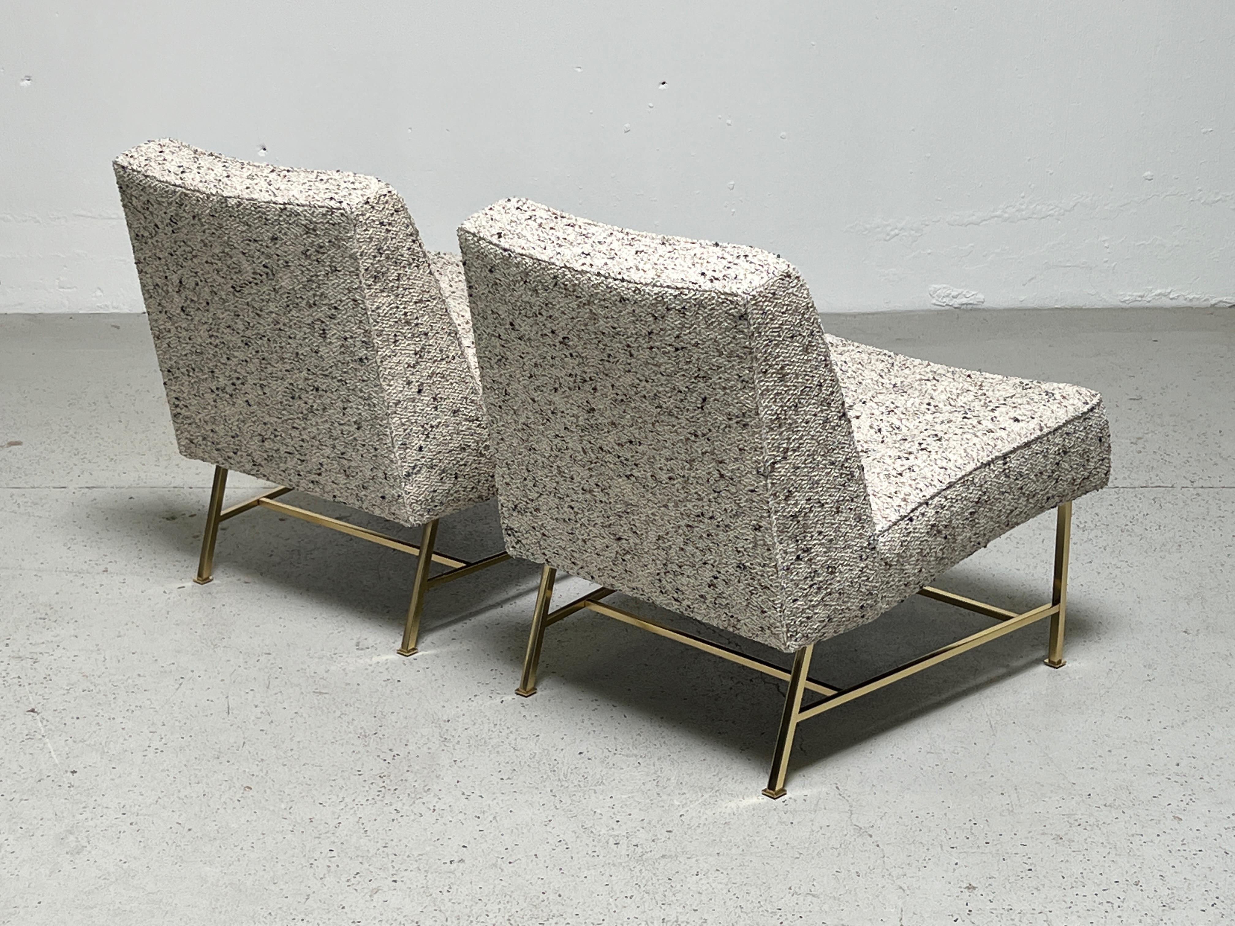 Pair of Harvey Probber Slipper Chairs on Brass Bases For Sale 9