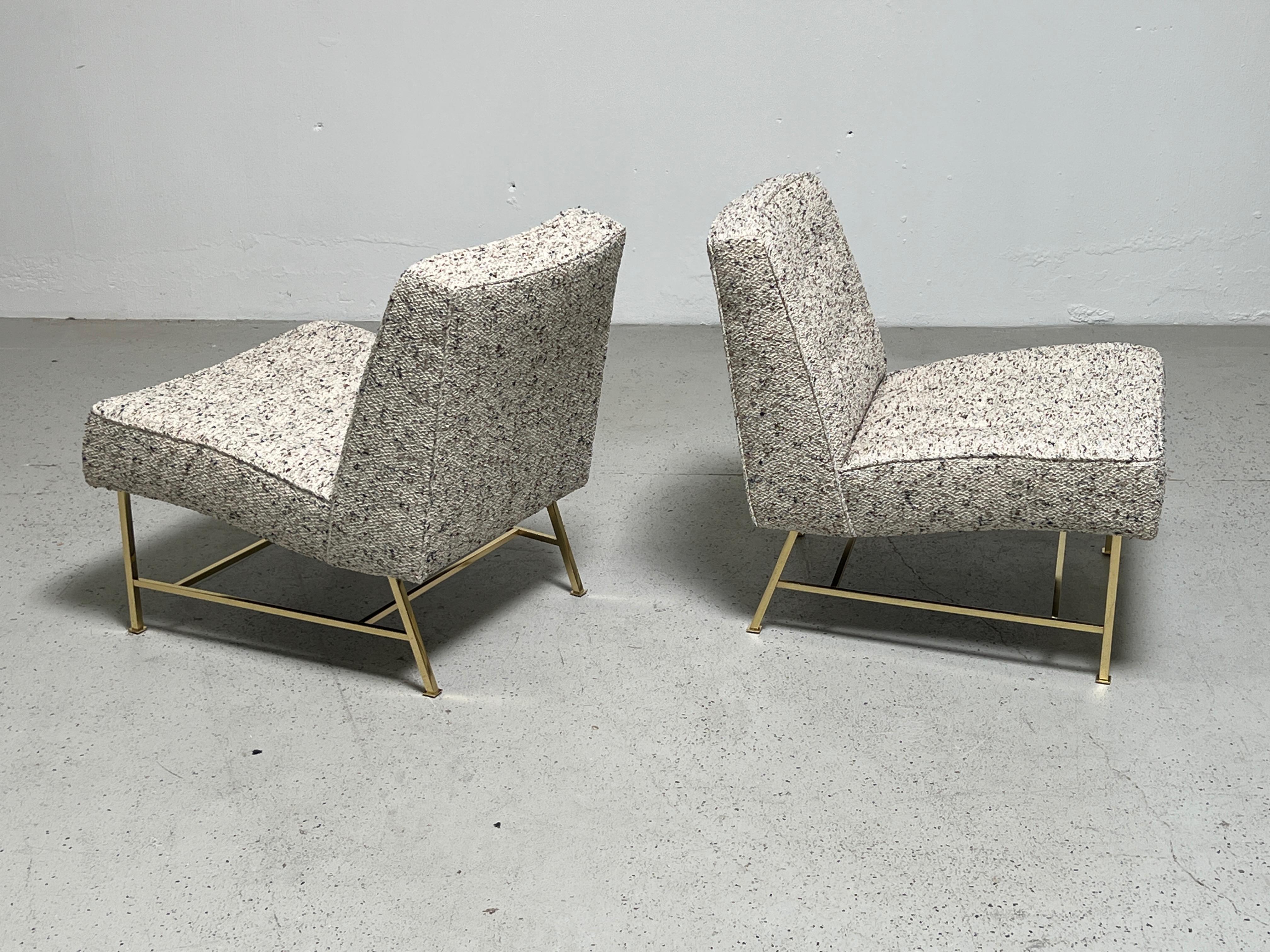 Pair of Harvey Probber Slipper Chairs on Brass Bases For Sale 5