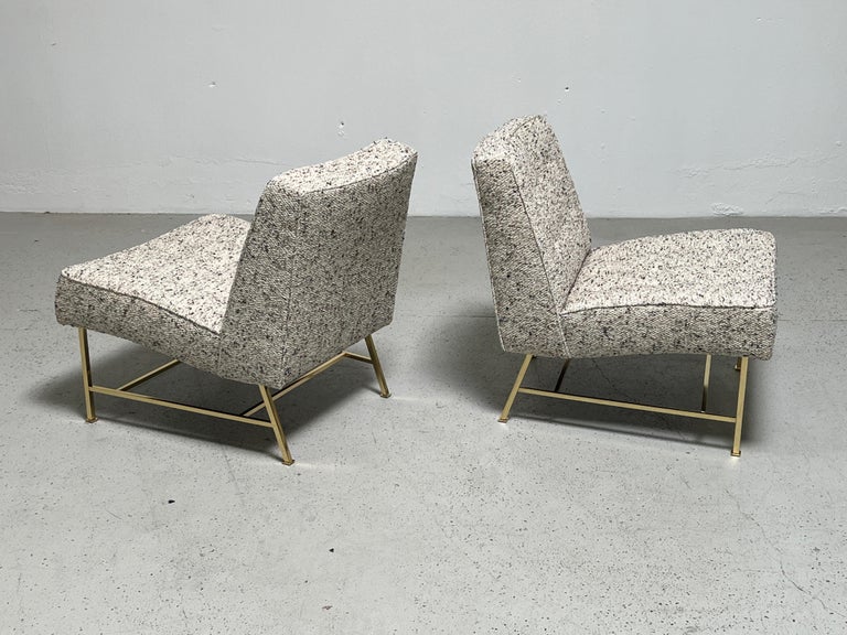Pair of Harvey Probber Slipper Chairs on Brass Bases For Sale 5