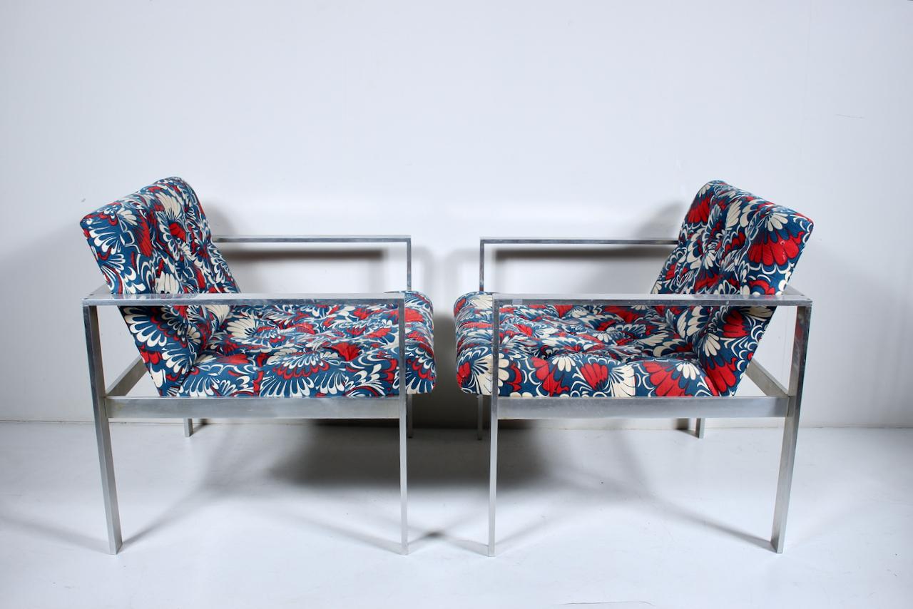 American Pair of Harvey Probber Solid Bar Aluminum Lounge Chairs, 1960's For Sale
