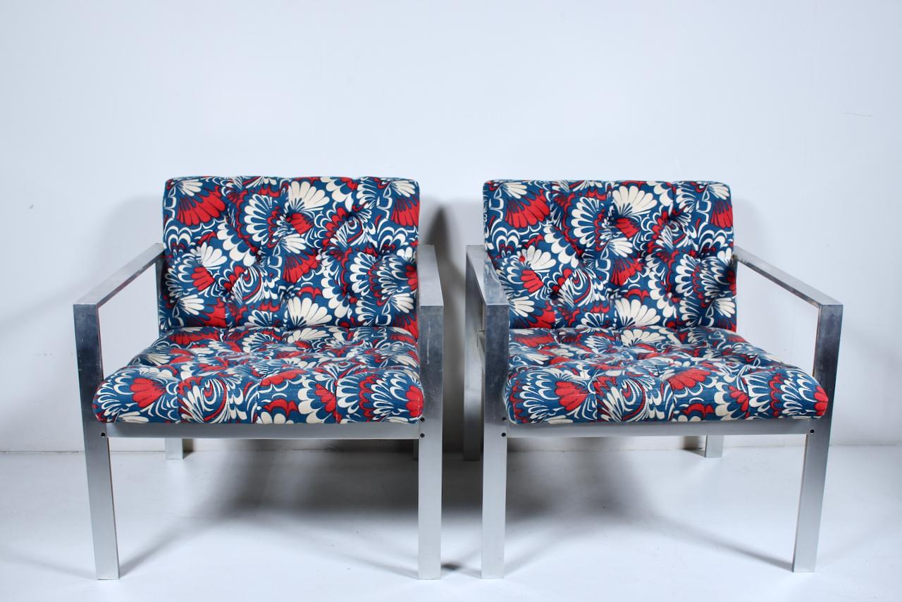 Pair of Harvey Probber Solid Bar Aluminum Lounge Chairs, 1960's In Good Condition For Sale In Bainbridge, NY