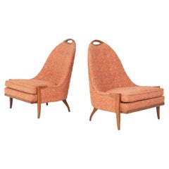 Vintage Pair of Harvey Probber Style Handle Back Lounge Chairs