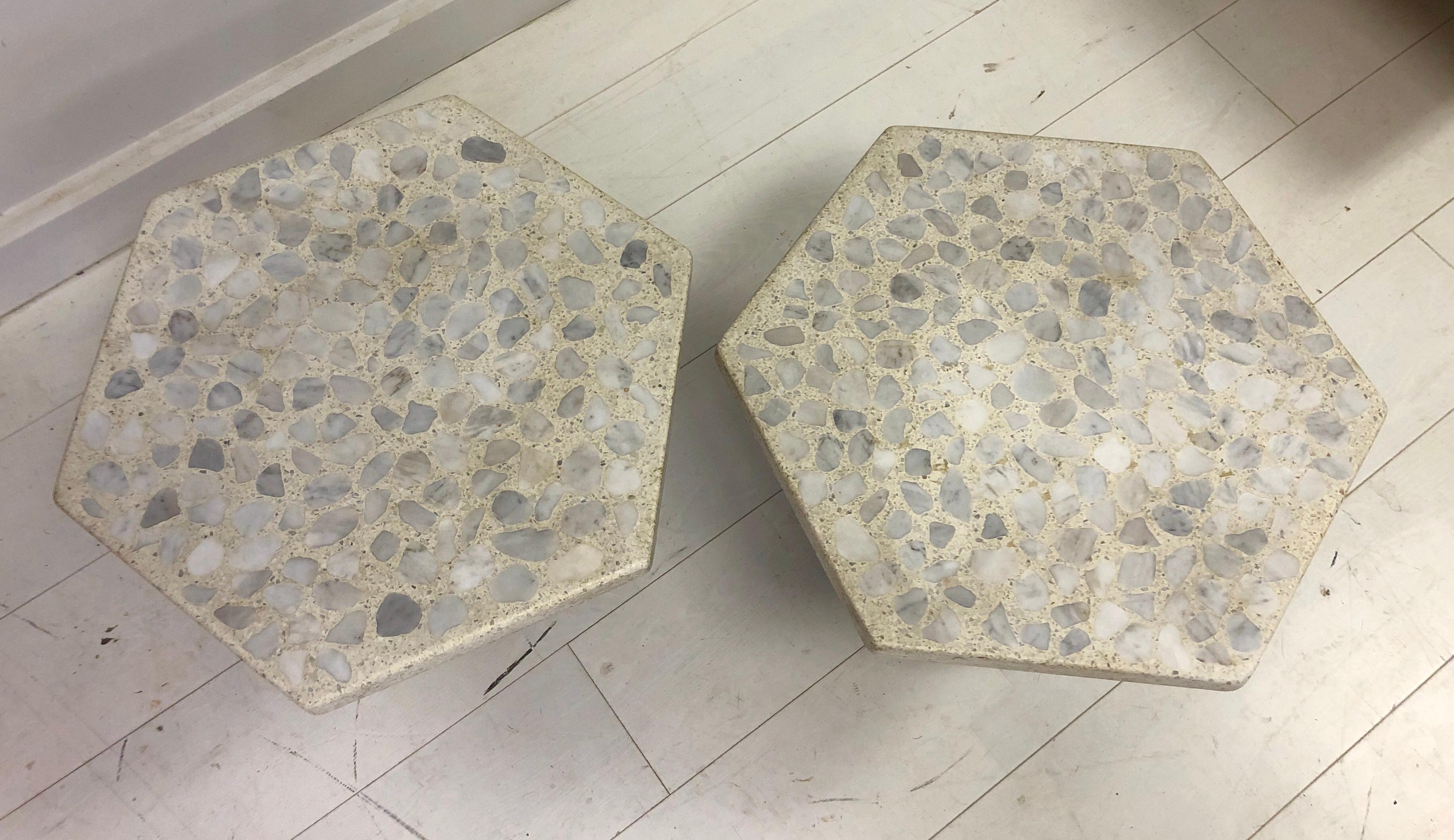 Pair of Harvey Probber Style Terrazzo and Walnut Side Tables 5