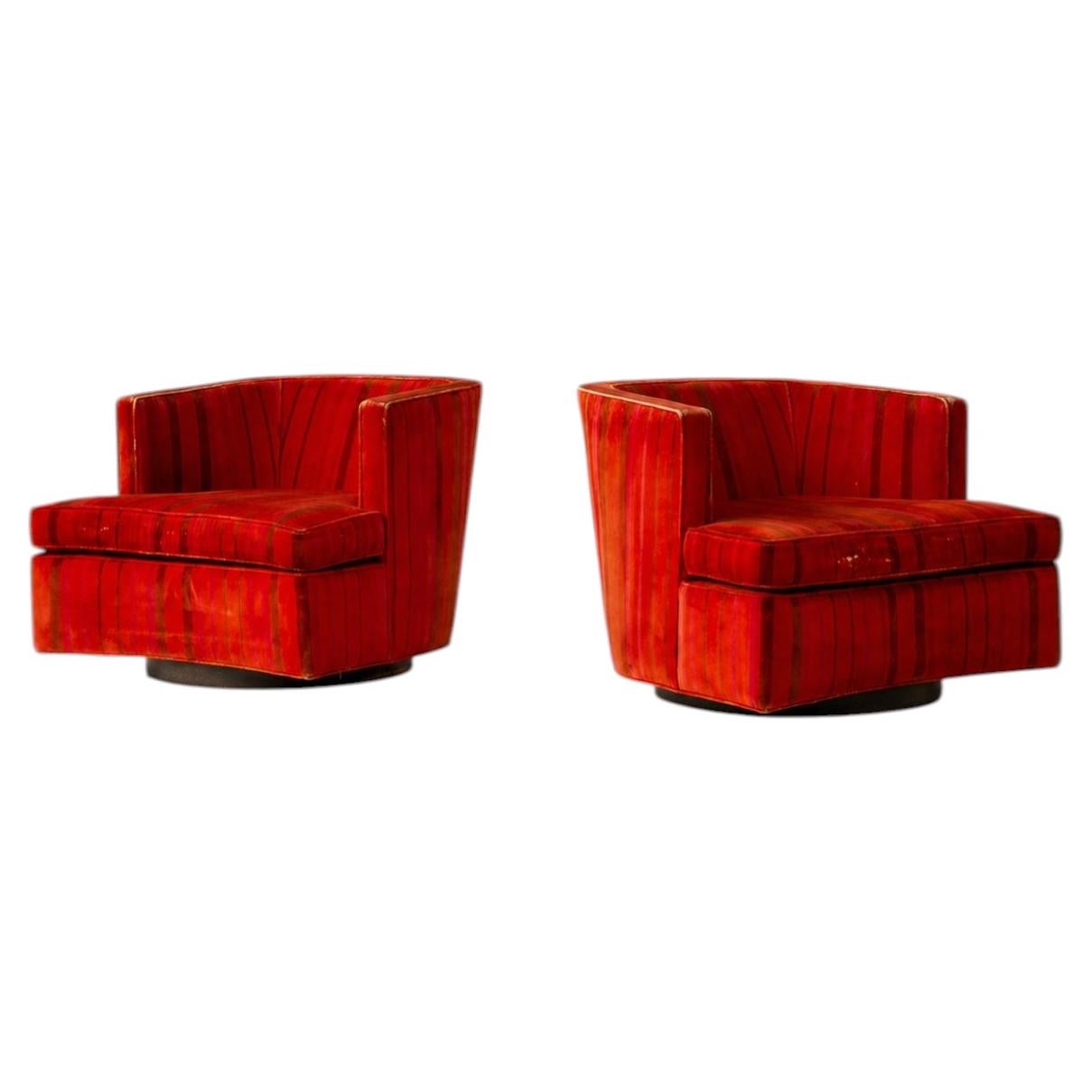 Pair of Harvey Probber Swivel Chairs For Sale