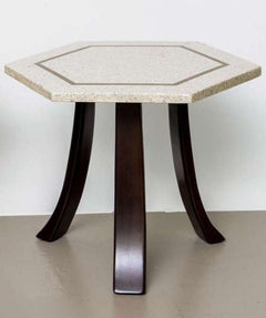 Pair of Harvey Probber Terrazzo and Dark Walnut Tables