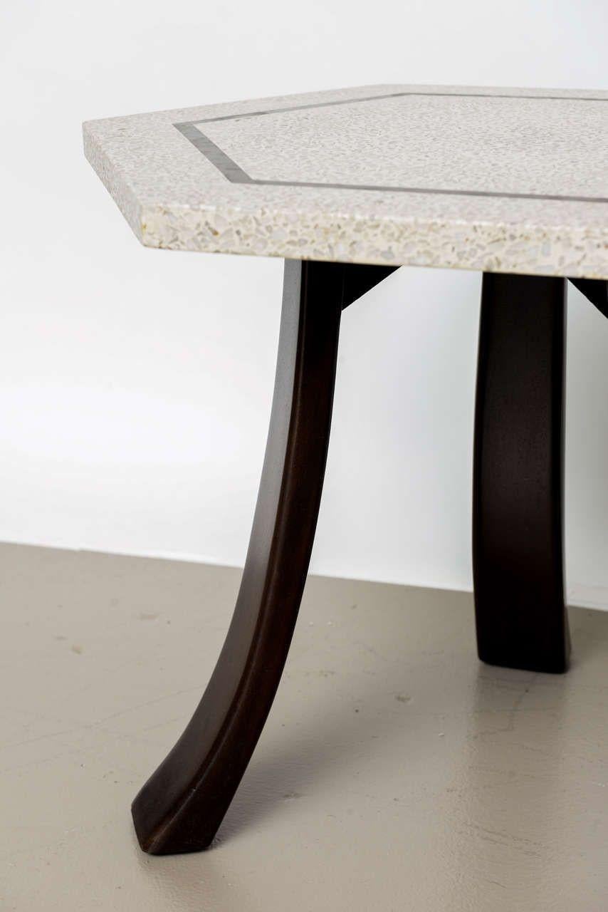 Pair of Harvey Probber Terrazzo and Dark Walnut Tables For Sale 1