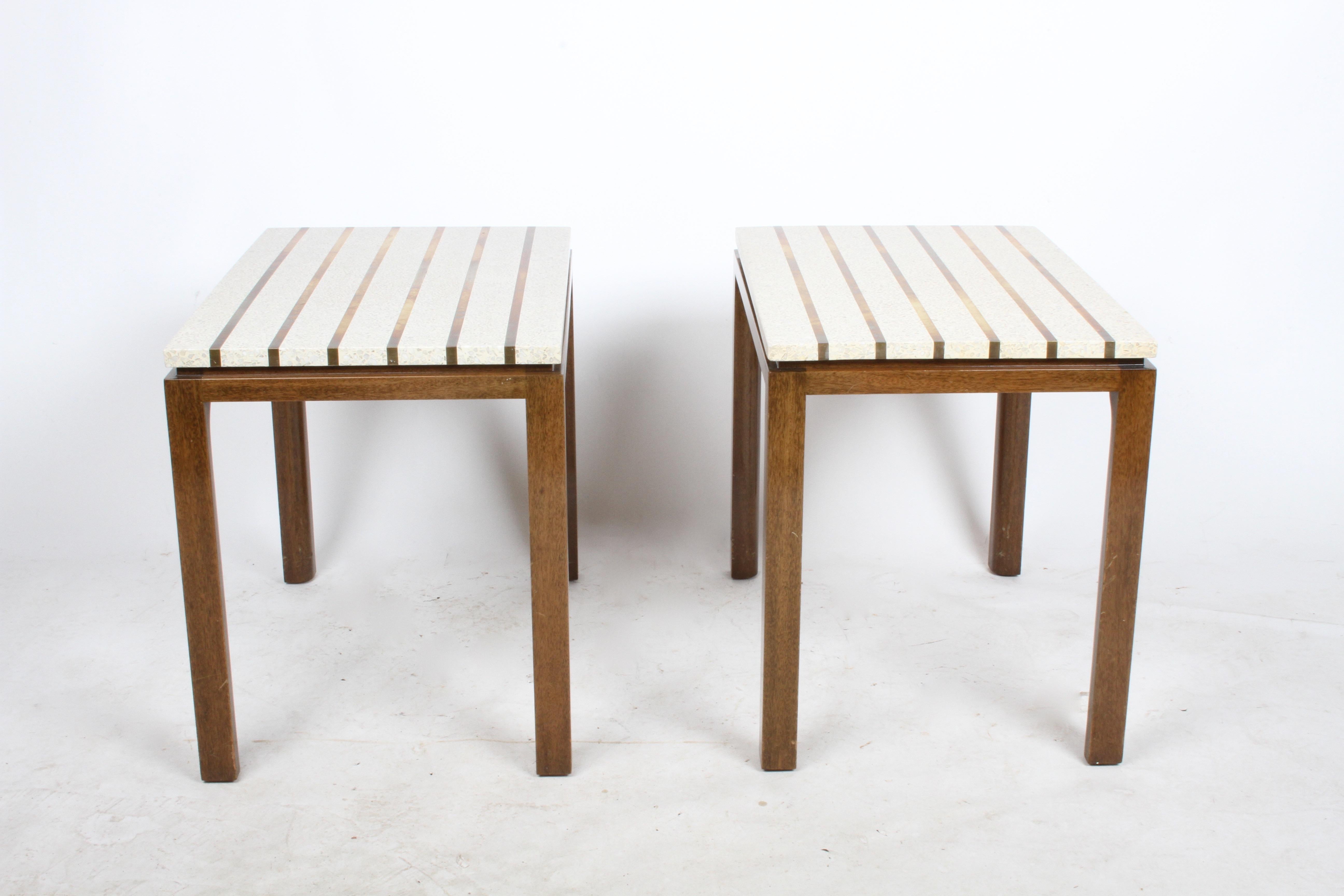 Pair of Harvey Probber Terrazzo and Brass Inlay End Tables 3