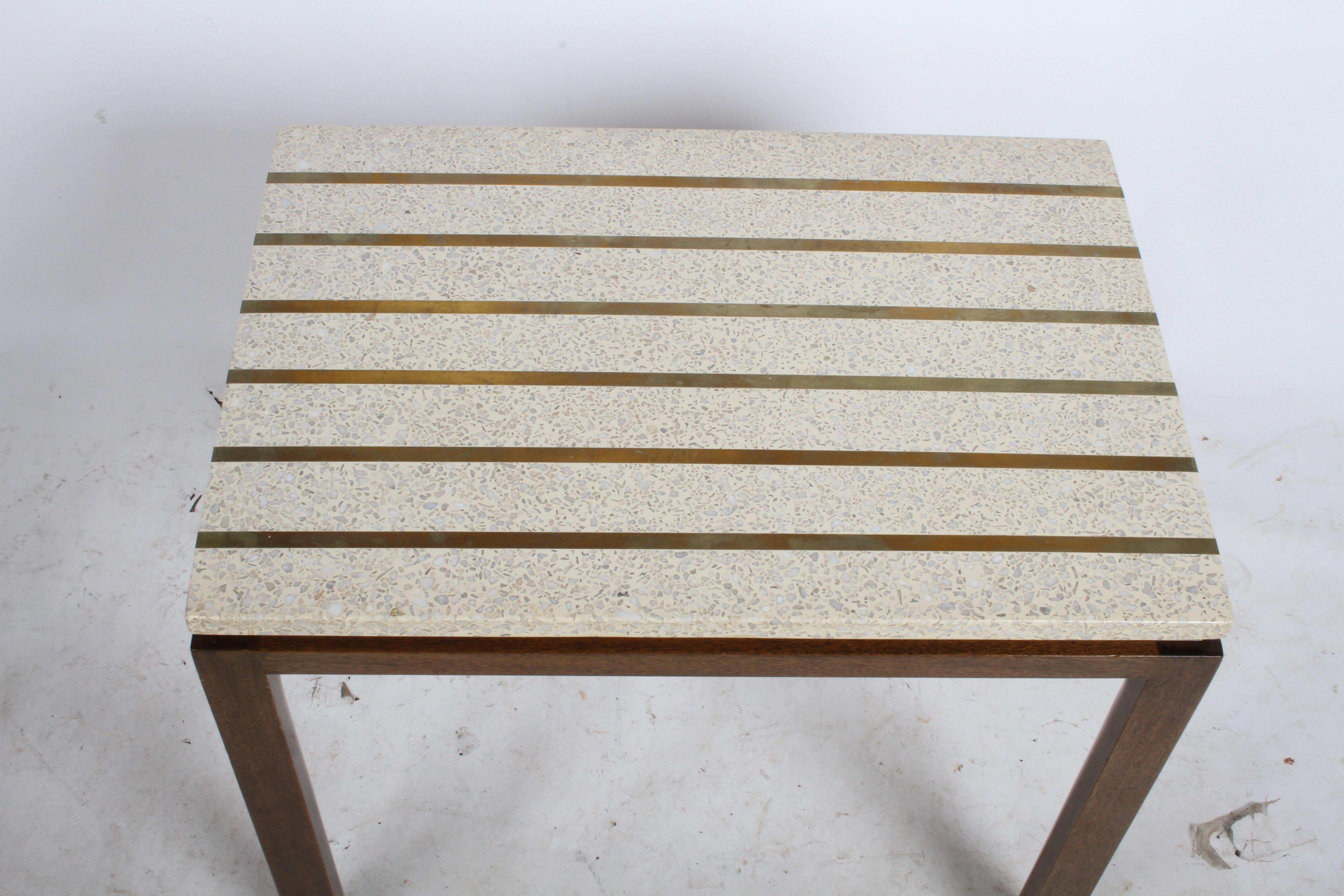 Pair of Harvey Probber Terrazzo and Brass Inlay End Tables 1