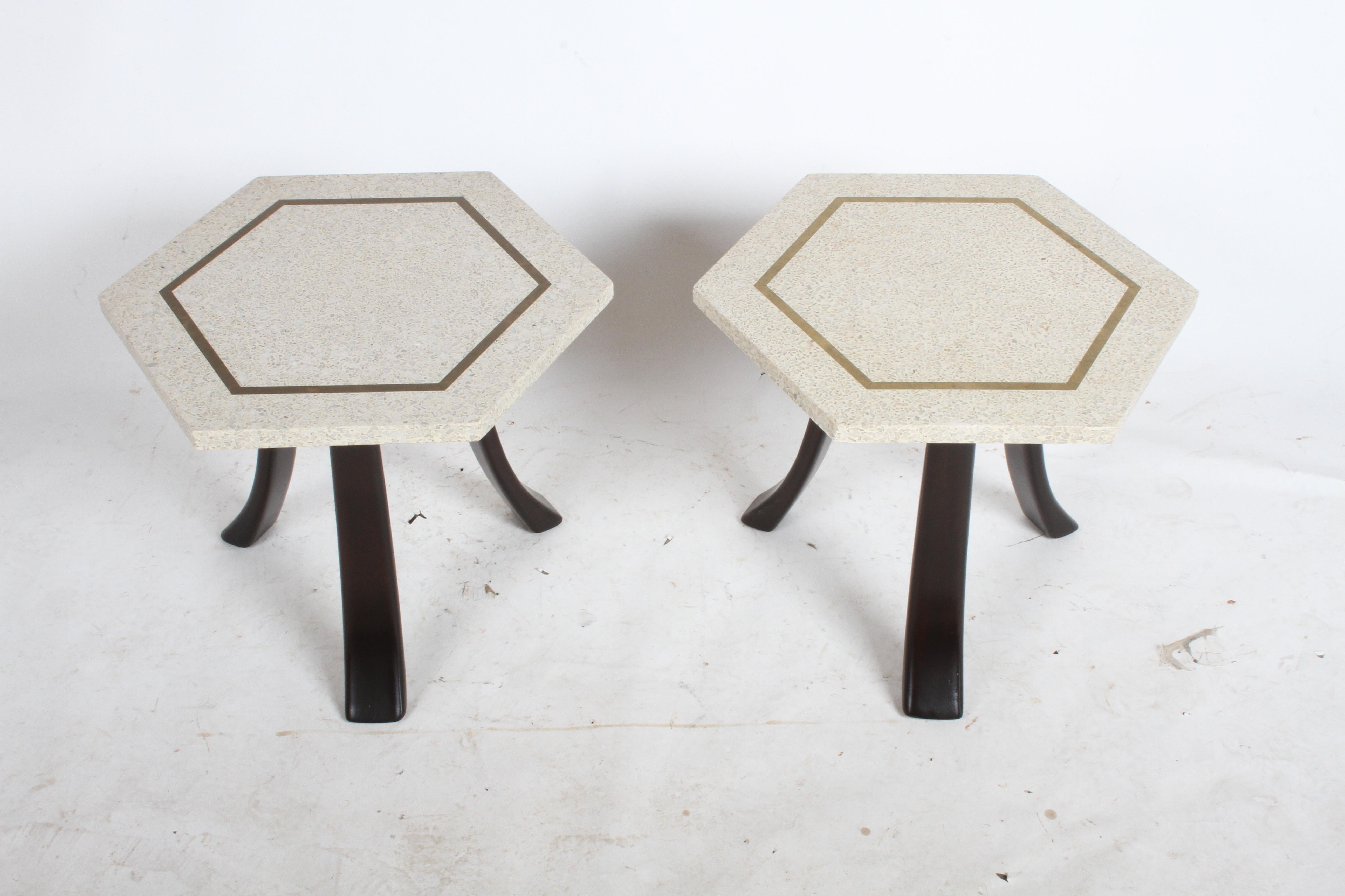Mid-Century Modern Pair of Harvey Probber Terrazzo Hexagonal Side Tables