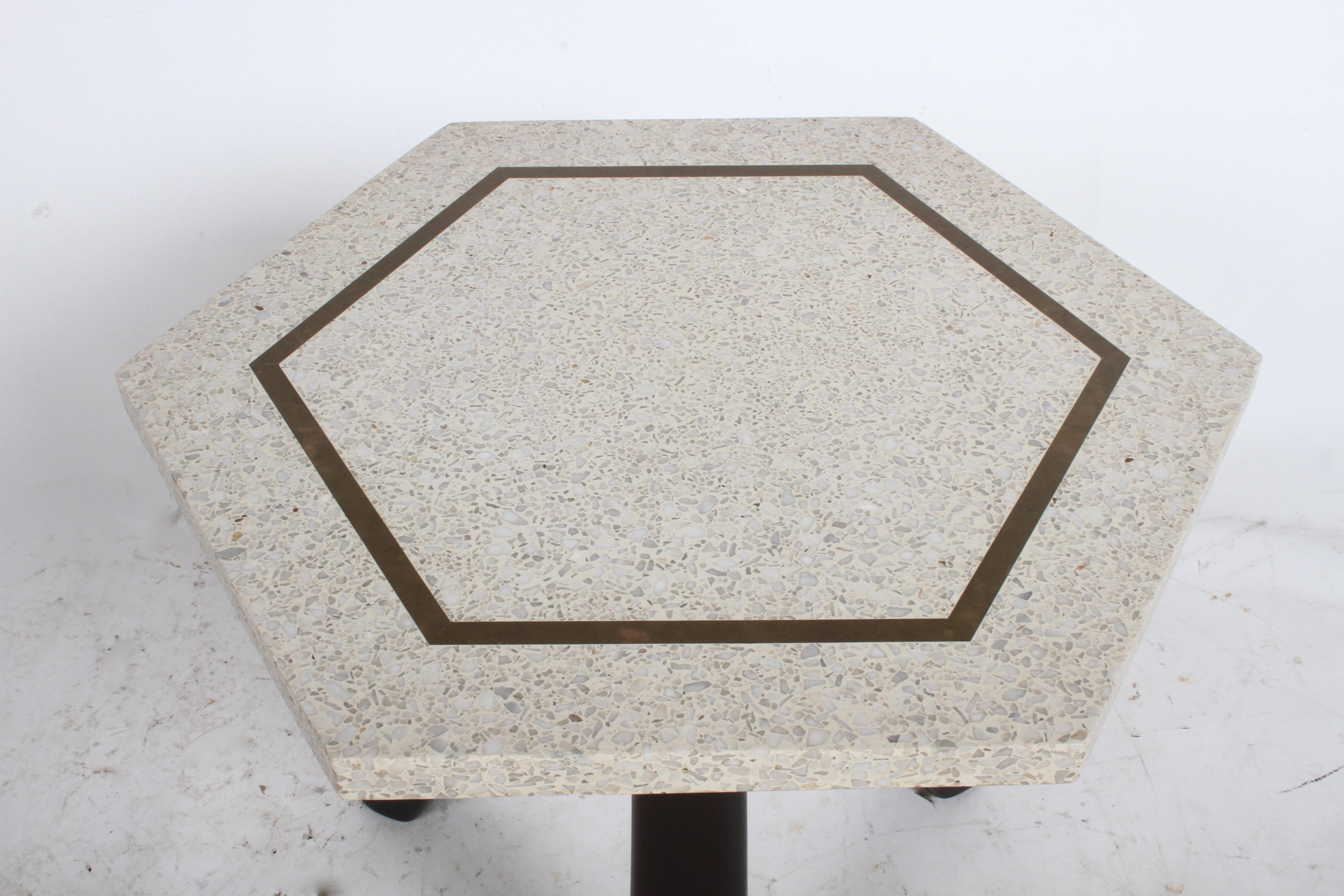 Pair of Harvey Probber Terrazzo Hexagonal Side Tables 2