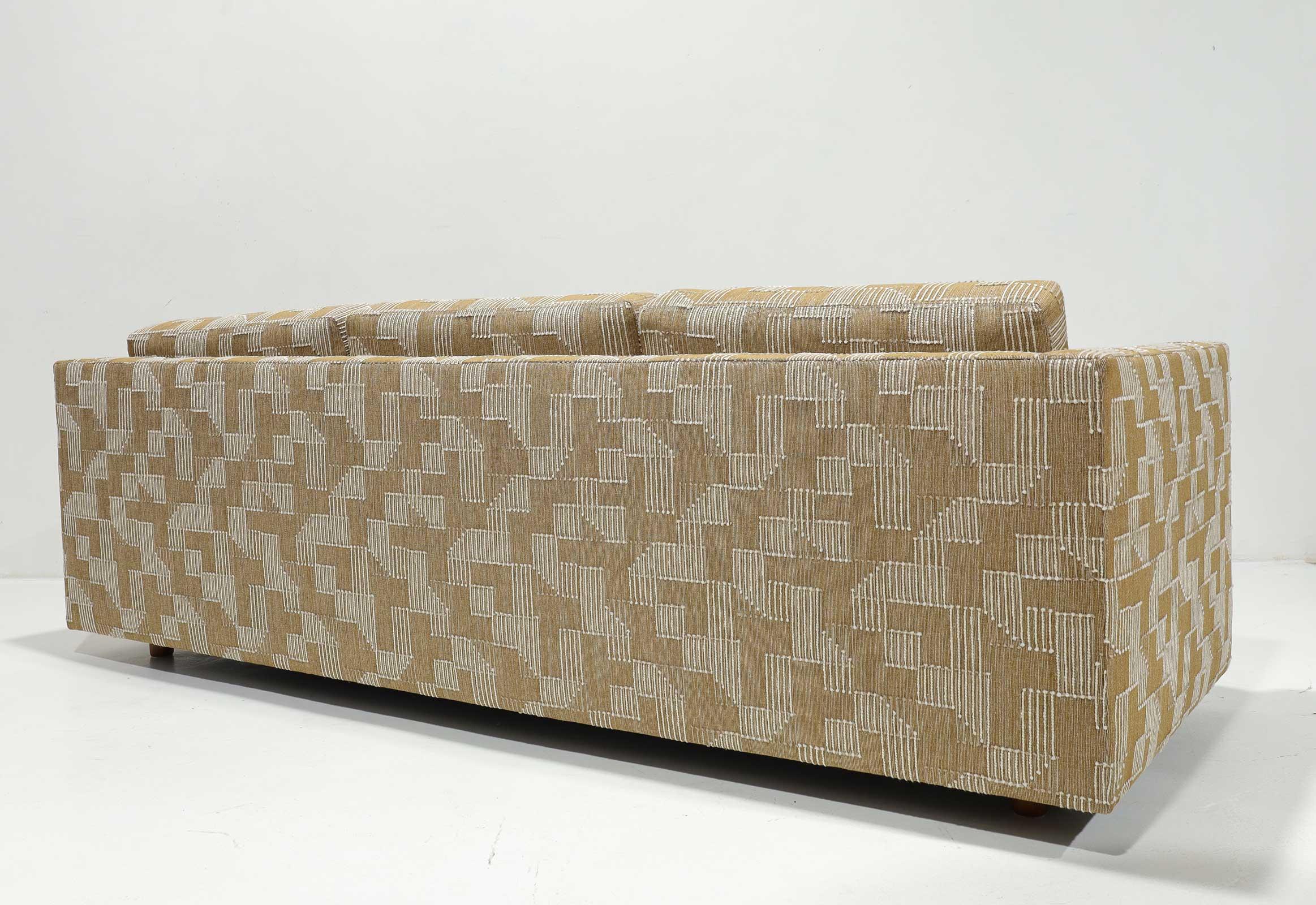 Pair of Harvey Probber Tuxedo Sofas in Lee Jofa Upholstery In Good Condition For Sale In Dallas, TX