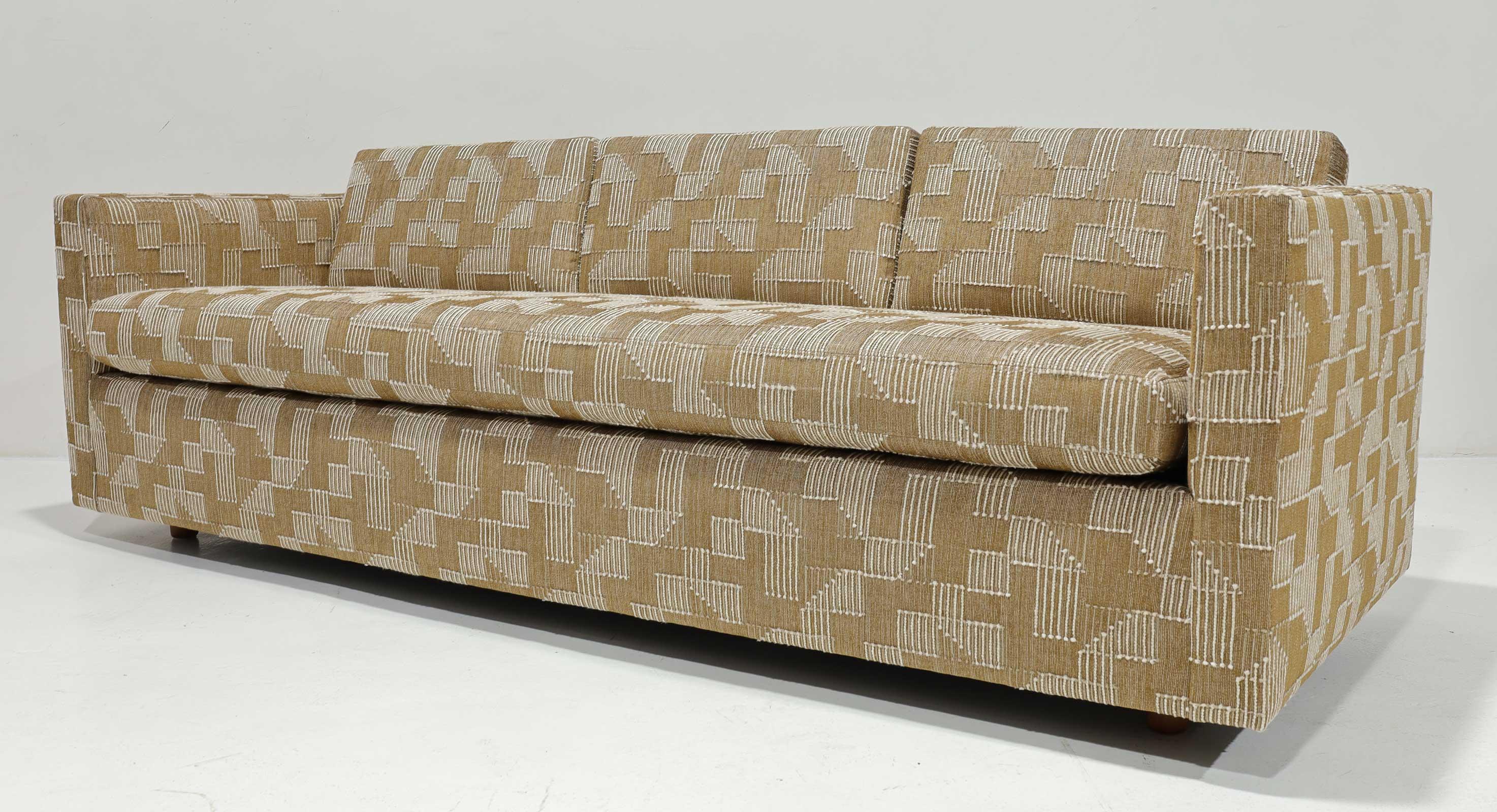 Pair of Harvey Probber Tuxedo Sofas in Lee Jofa Upholstery For Sale 2