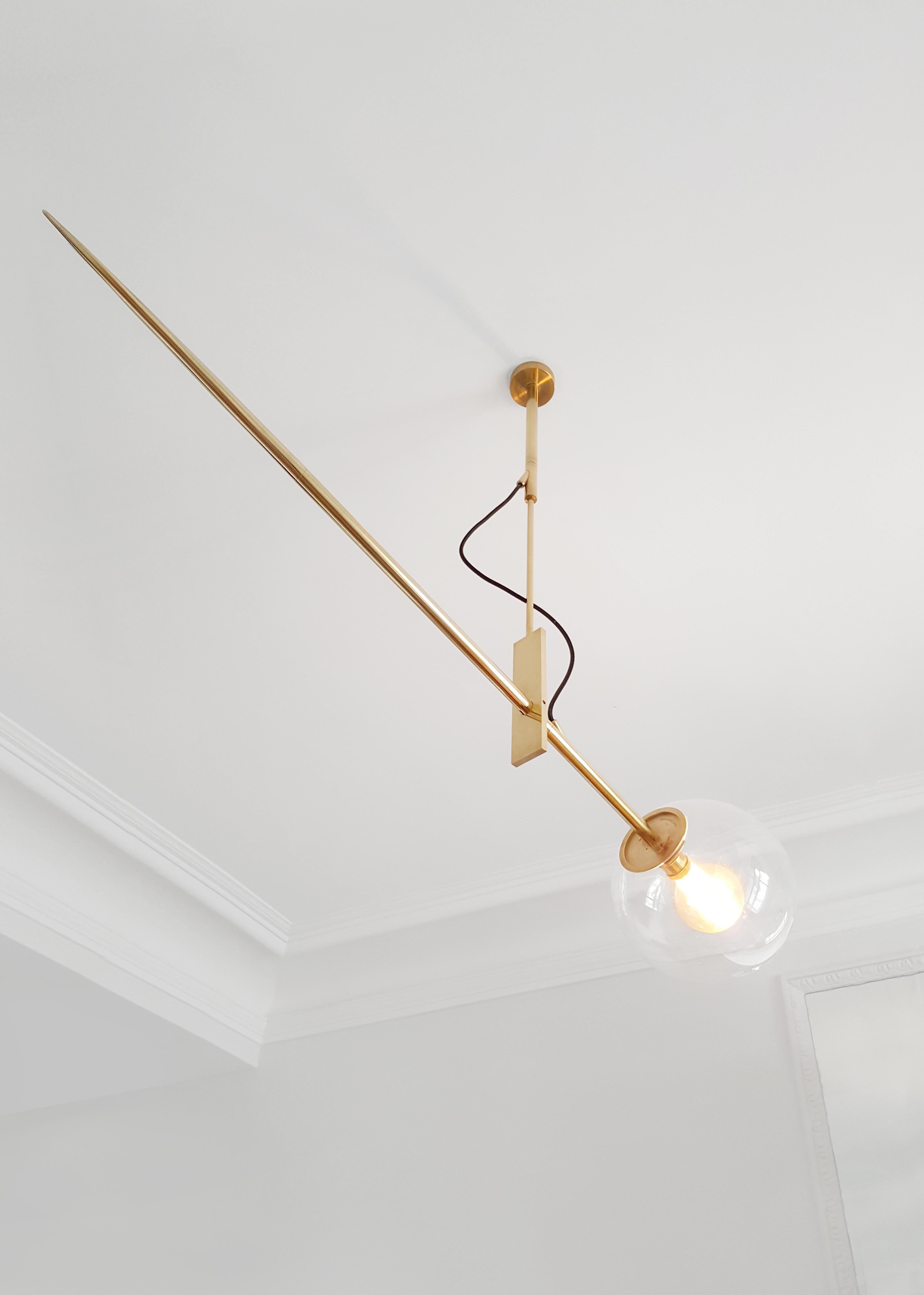 Pair of Hasta Brass Hanging Lamps, Jan Garncarek For Sale 2