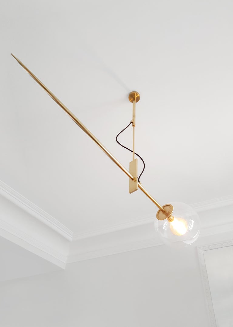 Pair of Hasta Brass Hanging Lamps, Jan Garncarek For Sale 3