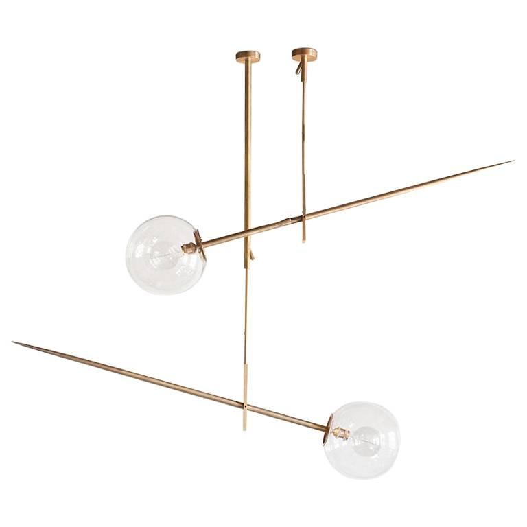 Pair of Hasta Brass Hanging Lamps, Jan Garncarek For Sale