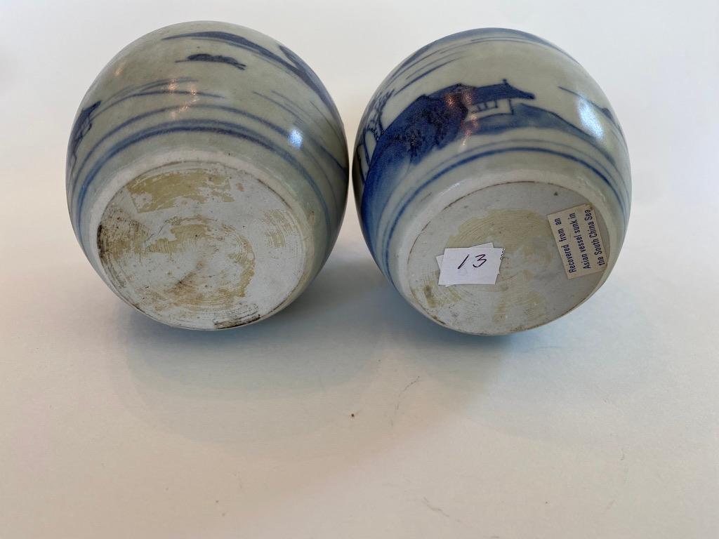 Pair of Hatcher Collection Blue and White Porcelain Jars For Sale 11