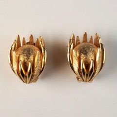Pair of Hattie Carnegie Gold Plated Acorn Earrings, New York Circa 1950