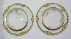 Pair of Haviland & Co. Limoges France Cream Soup Bowl and Saucer Apple Blossom