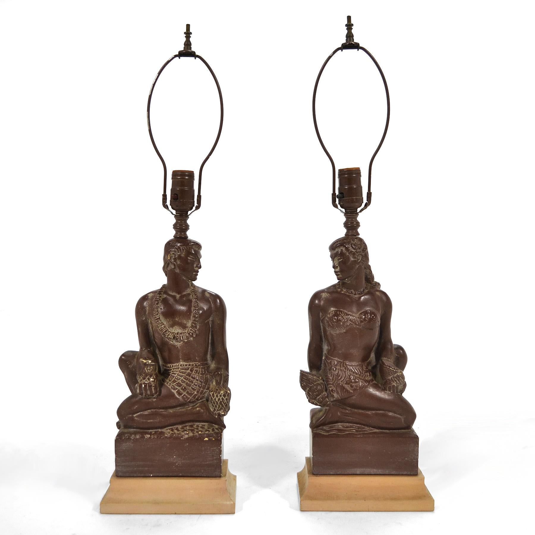 Pair of Hawaiian Figural Lamps 1