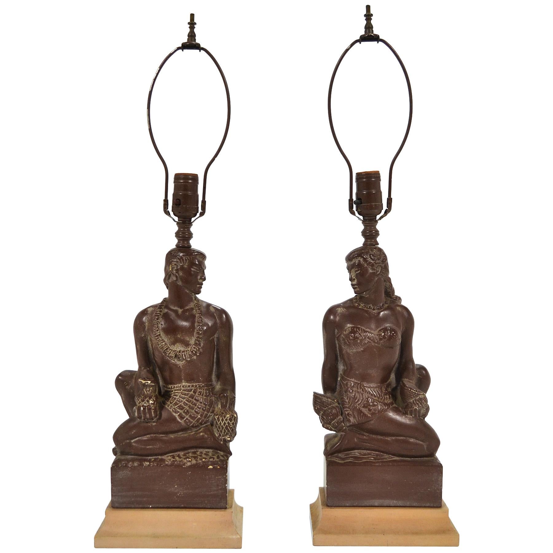 Pair of Hawaiian Figural Lamps