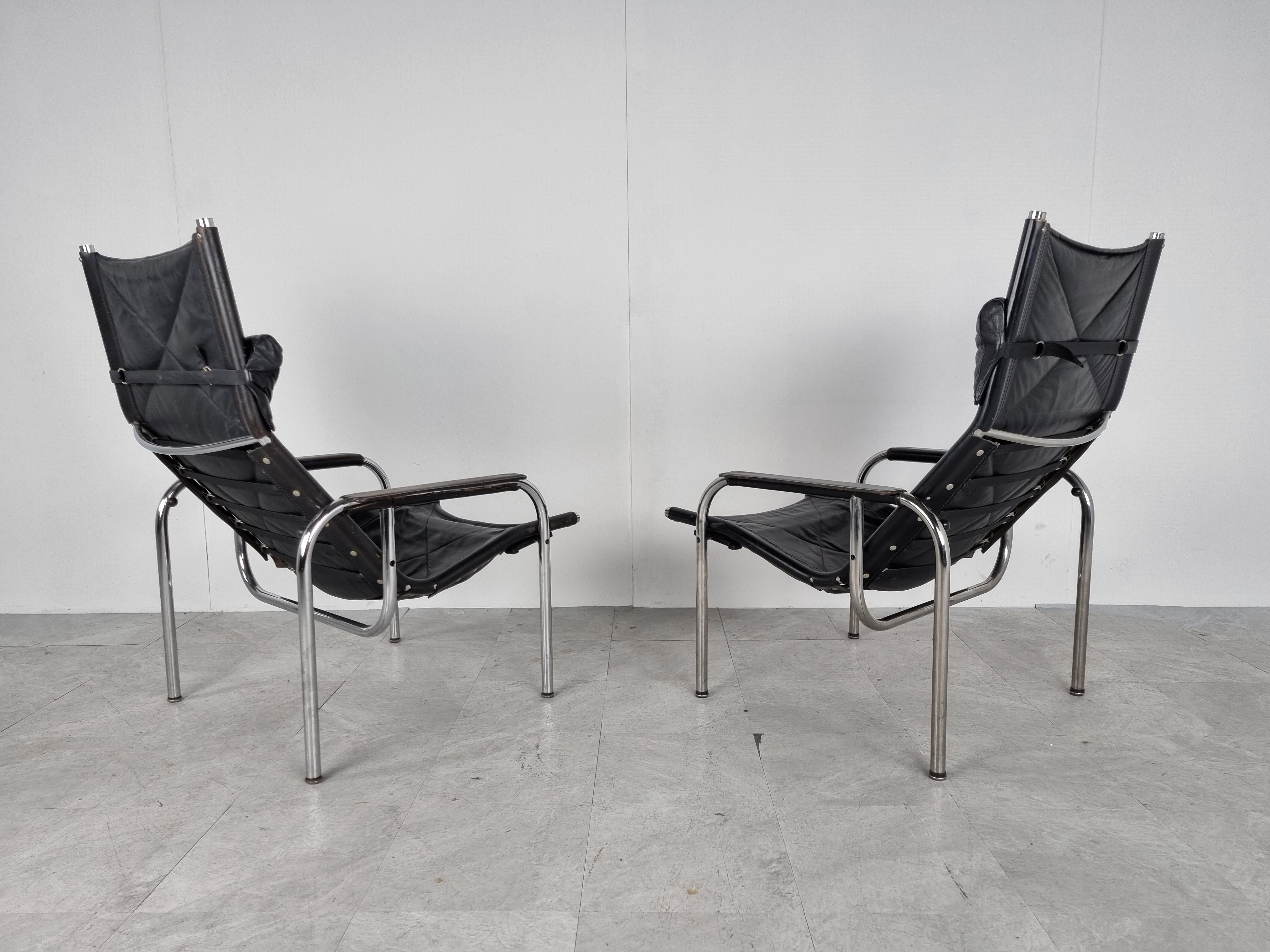 Swiss Pair of HE1106 Lounge Chairs by Hans Eichenberger, 1970s